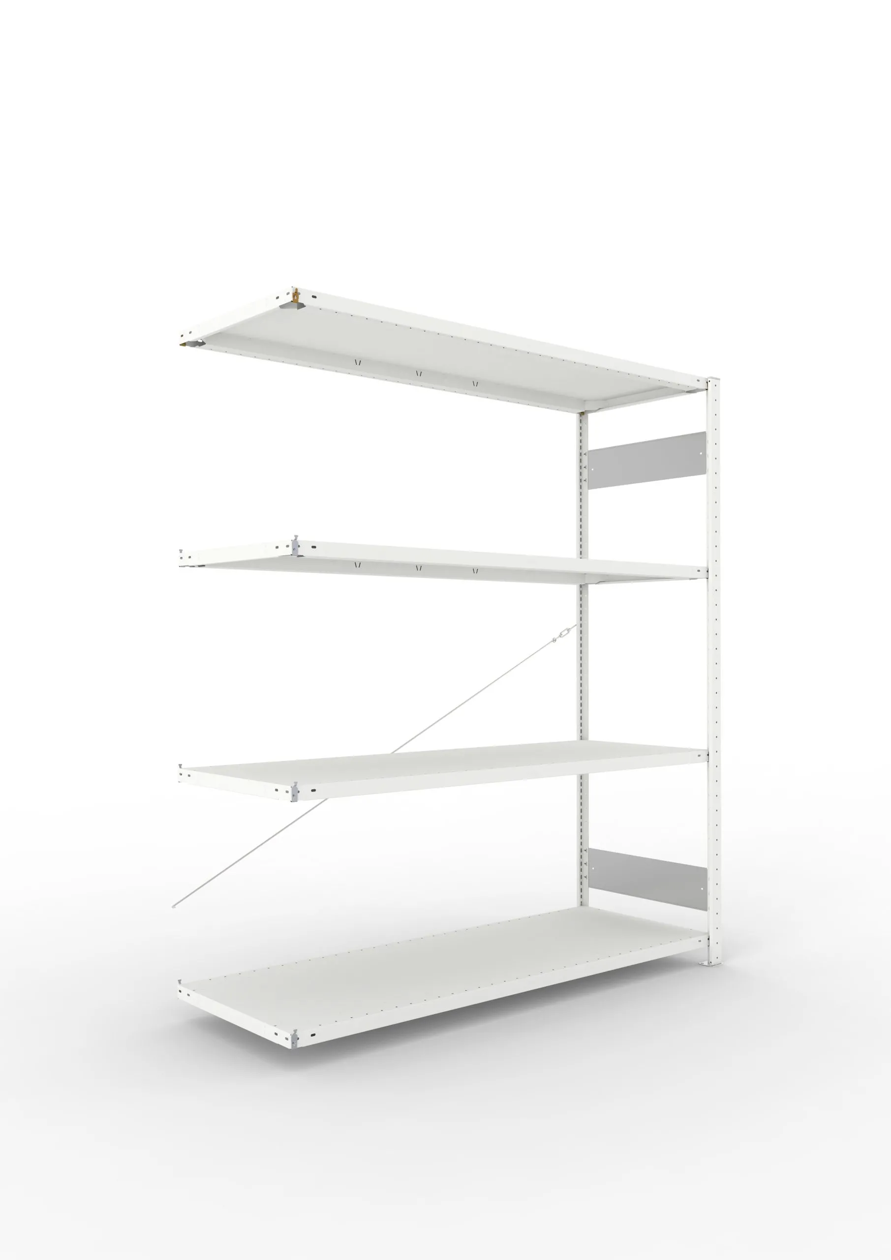 Meta Fachbodenregal Stecksystem S3 CLIP | Anbauregal | HxBxT 200x170x60cm | 4 Ebenen | Fachlast 200kg | Einseitig nutzbar | Lichtgrau