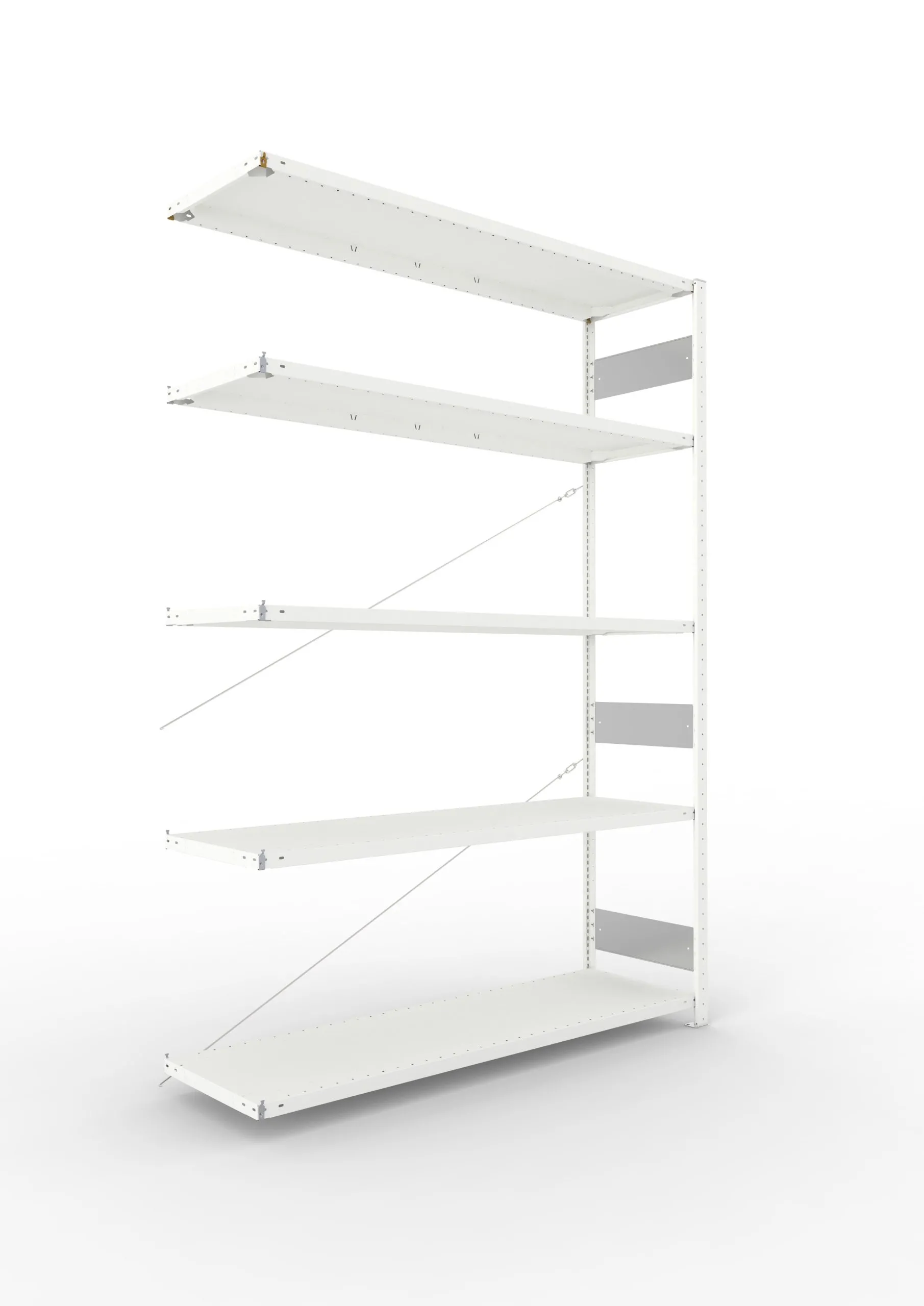 Meta Fachbodenregal Stecksystem S3 CLIP | Anbauregal | HxBxT 250x170x50cm | 5 Ebenen | Fachlast 200kg | Einseitig nutzbar | Lichtgrau