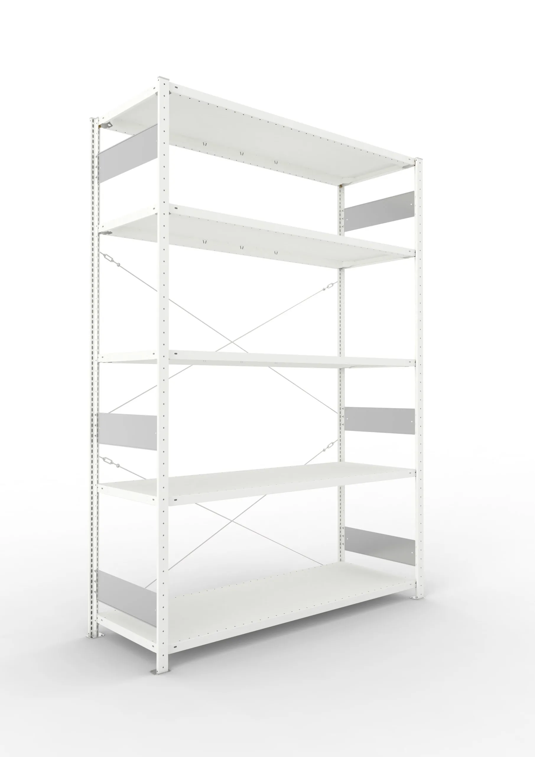 Meta Fachbodenregal Stecksystem S3 CLIP | Grundregal | HxBxT 250x170x60cm | 5 Ebenen | Fachlast 200kg | Einseitig nutzbar | Lichtgrau