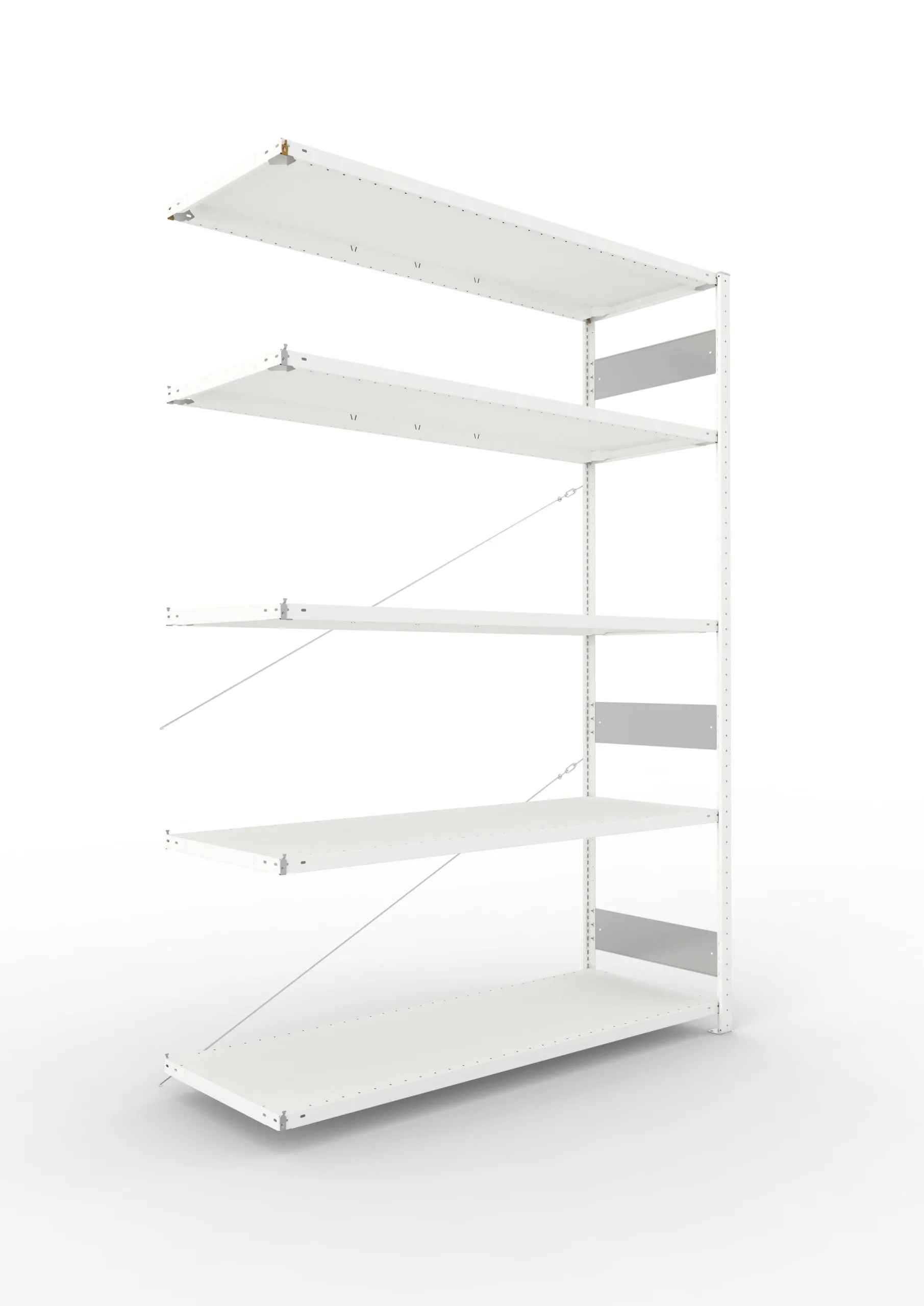 Meta Fachbodenregal Stecksystem S3 CLIP | Anbauregal | HxBxT 250x170x60cm | 5 Ebenen | Fachlast 200kg | Einseitig nutzbar | Lichtgrau