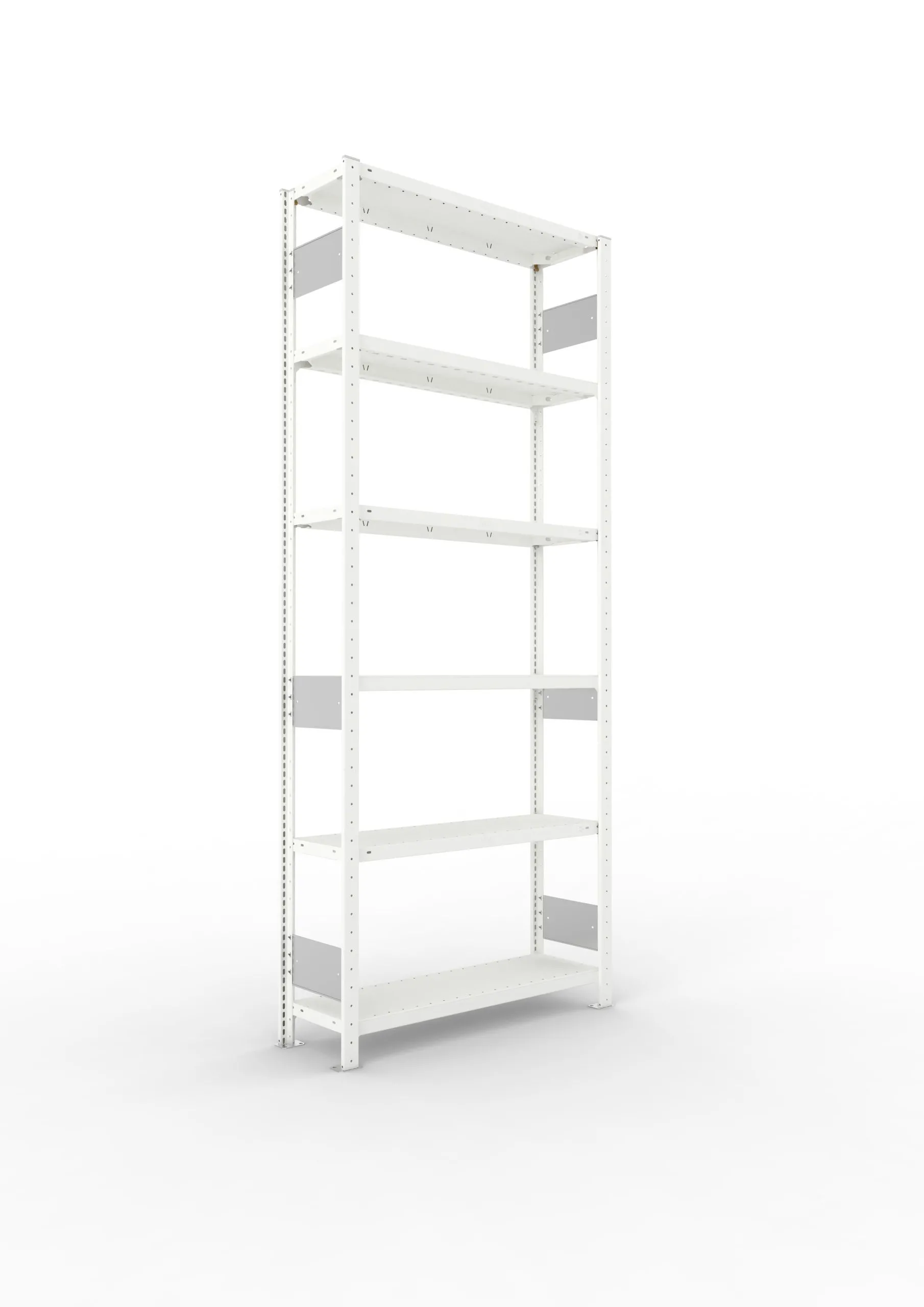 Meta Fachbodenregal Stecksystem S3 CLIP | Grundregal | HxBxT 250x100x30cm | 6 Ebenen | Fachlast 150kg | Beidseitig nutzbar | Lichtgrau