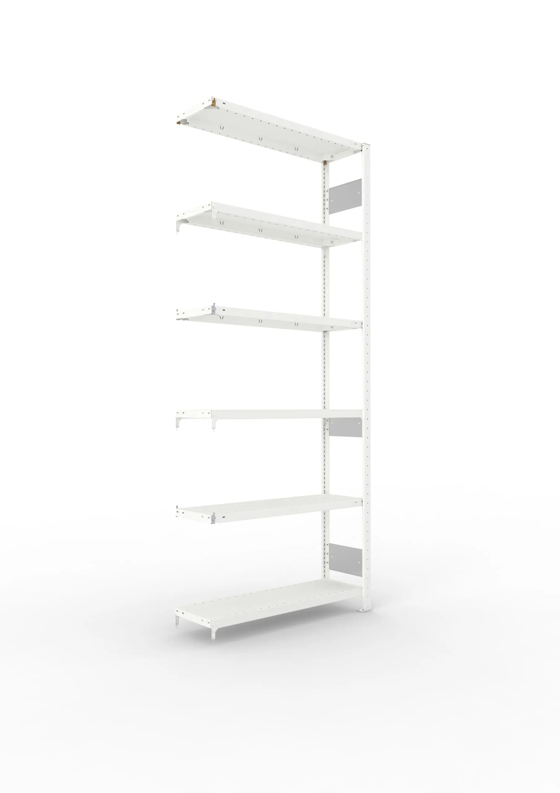 Meta Fachbodenregal Stecksystem S3 CLIP | Anbauregal | HxBxT 250x100x30cm | 6 Ebenen | Fachlast 150kg | Beidseitig nutzbar | Lichtgrau