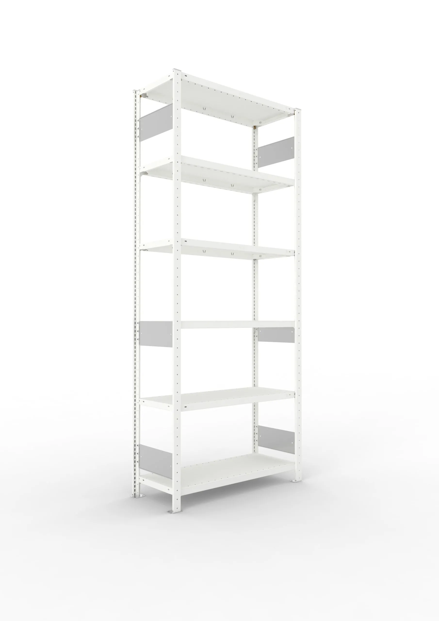 Meta Fachbodenregal Stecksystem S3 CLIP | Grundregal | HxBxT 250x100x40cm | 6 Ebenen | Fachlast 150kg | Beidseitig nutzbar | Lichtgrau