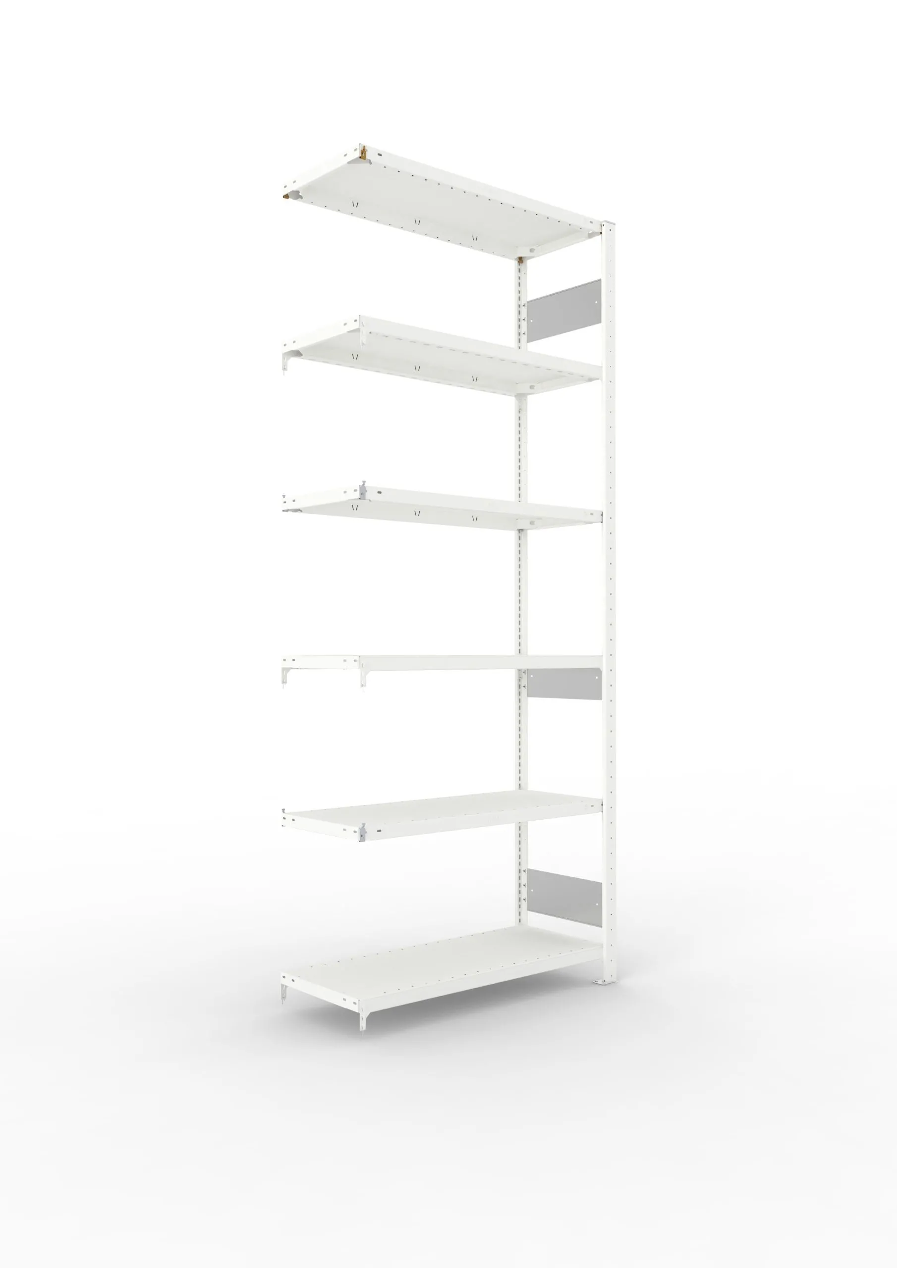 Meta Fachbodenregal Stecksystem S3 CLIP | Anbauregal | HxBxT 250x100x40cm | 6 Ebenen | Fachlast 150kg | Beidseitig nutzbar | Lichtgrau