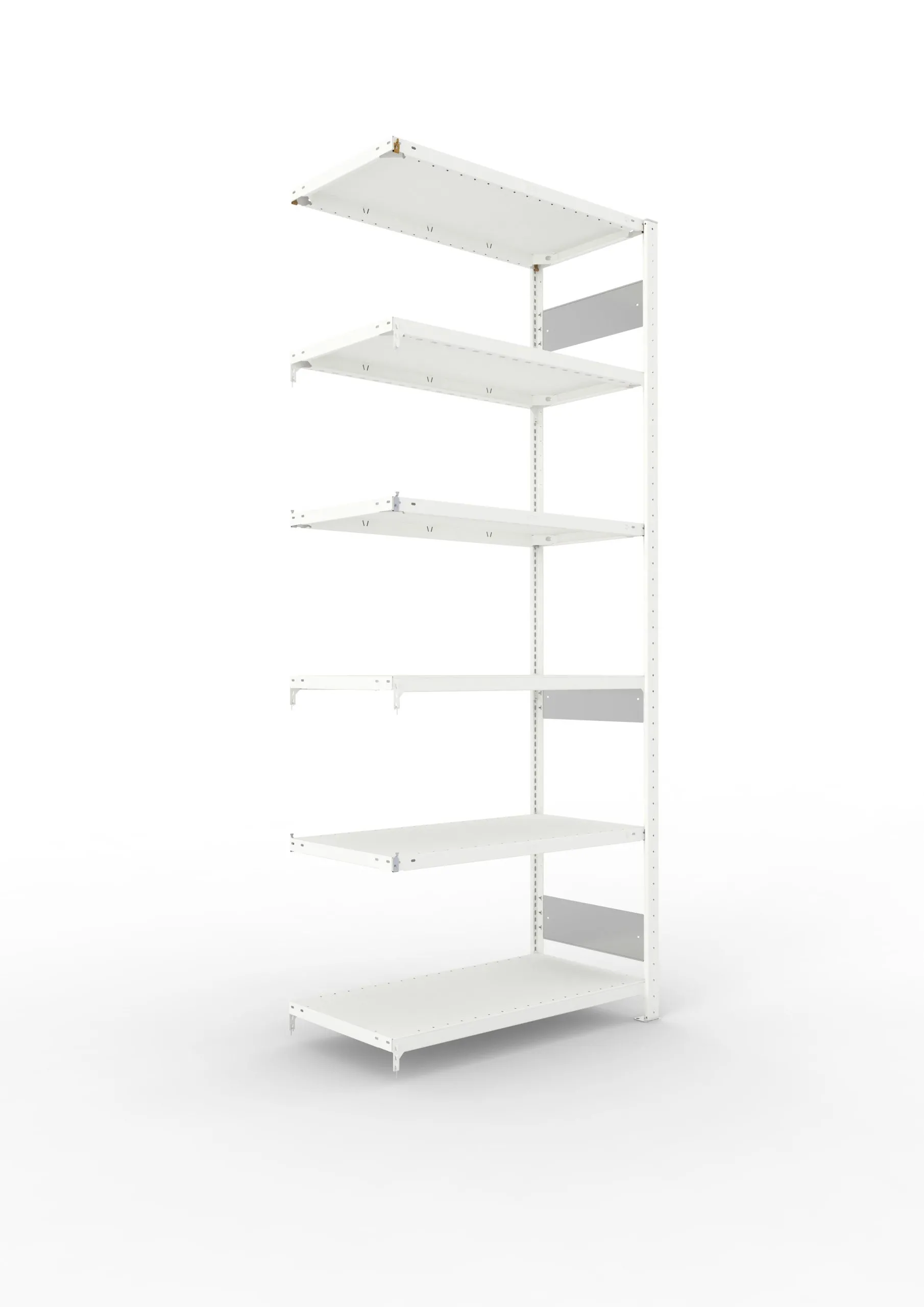 Meta Fachbodenregal Stecksystem S3 CLIP | Anbauregal | HxBxT 250x100x50cm | 6 Ebenen | Fachlast 150kg | Beidseitig nutzbar | Lichtgrau