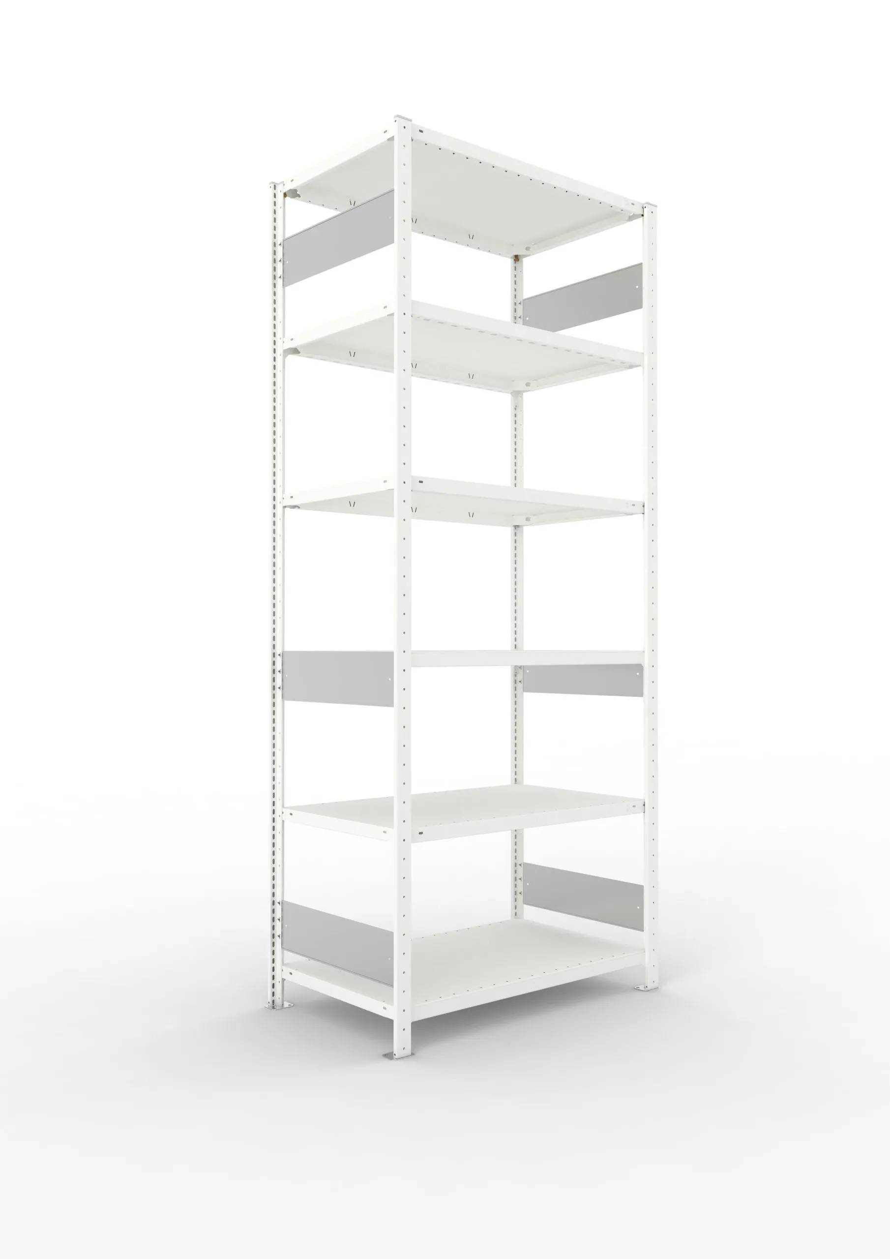 Meta Fachbodenregal Stecksystem S3 CLIP | Grundregal | HxBxT 250x100x60cm | 6 Ebenen | Fachlast 150kg | Beidseitig nutzbar | Lichtgrau