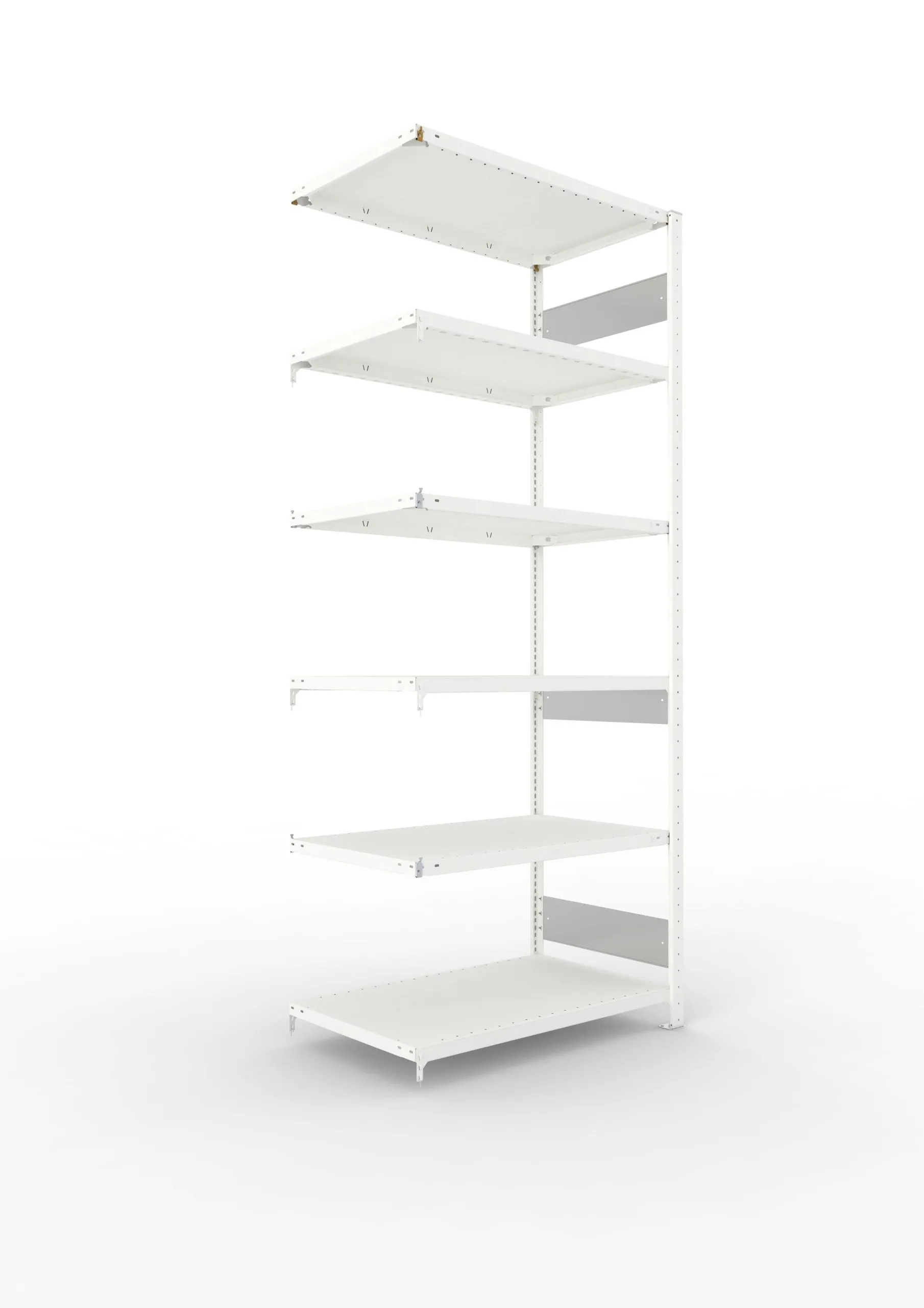 Meta Fachbodenregal Stecksystem S3 CLIP | Anbauregal | HxBxT 250x100x60cm | 6 Ebenen | Fachlast 150kg | Beidseitig nutzbar | Lichtgrau