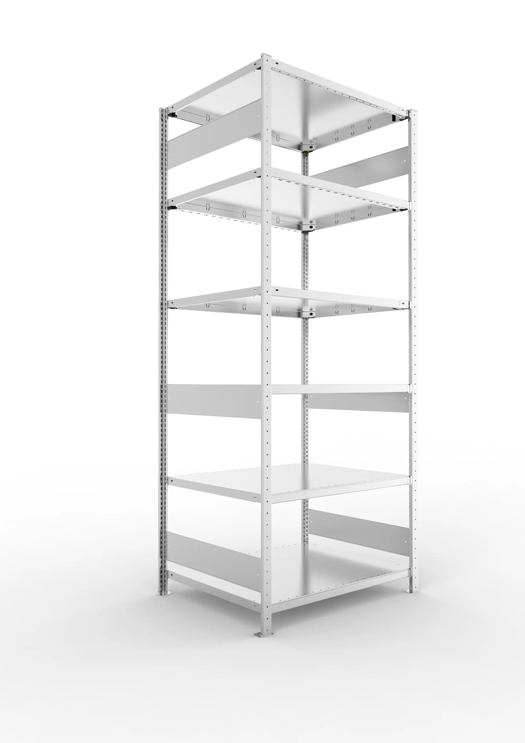 Meta Fachbodenregal Stecksystem S3 CLIP | Grundregal | HxBxT 250x100x80cm | 6 Ebenen | Fachlast 230kg | Beidseitig nutzbar | Verzinkt