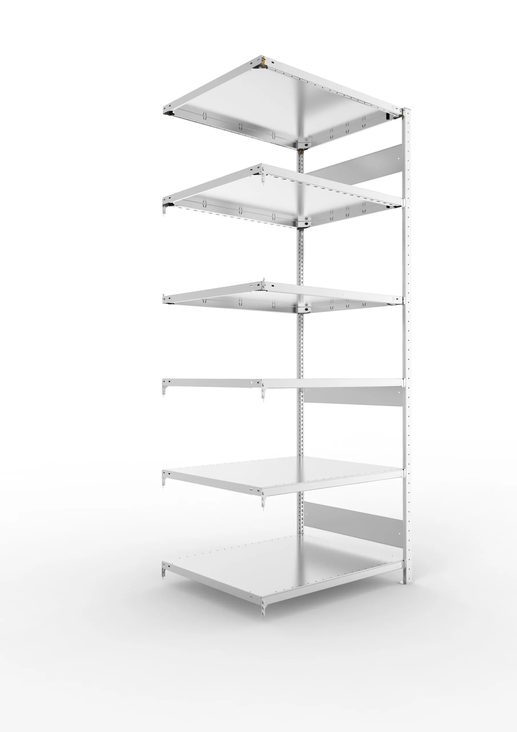 Meta Fachbodenregal Stecksystem S3 CLIP | Anbauregal | HxBxT 250x100x80cm | 6 Ebenen | Fachlast 230kg | Beidseitig nutzbar | Verzinkt