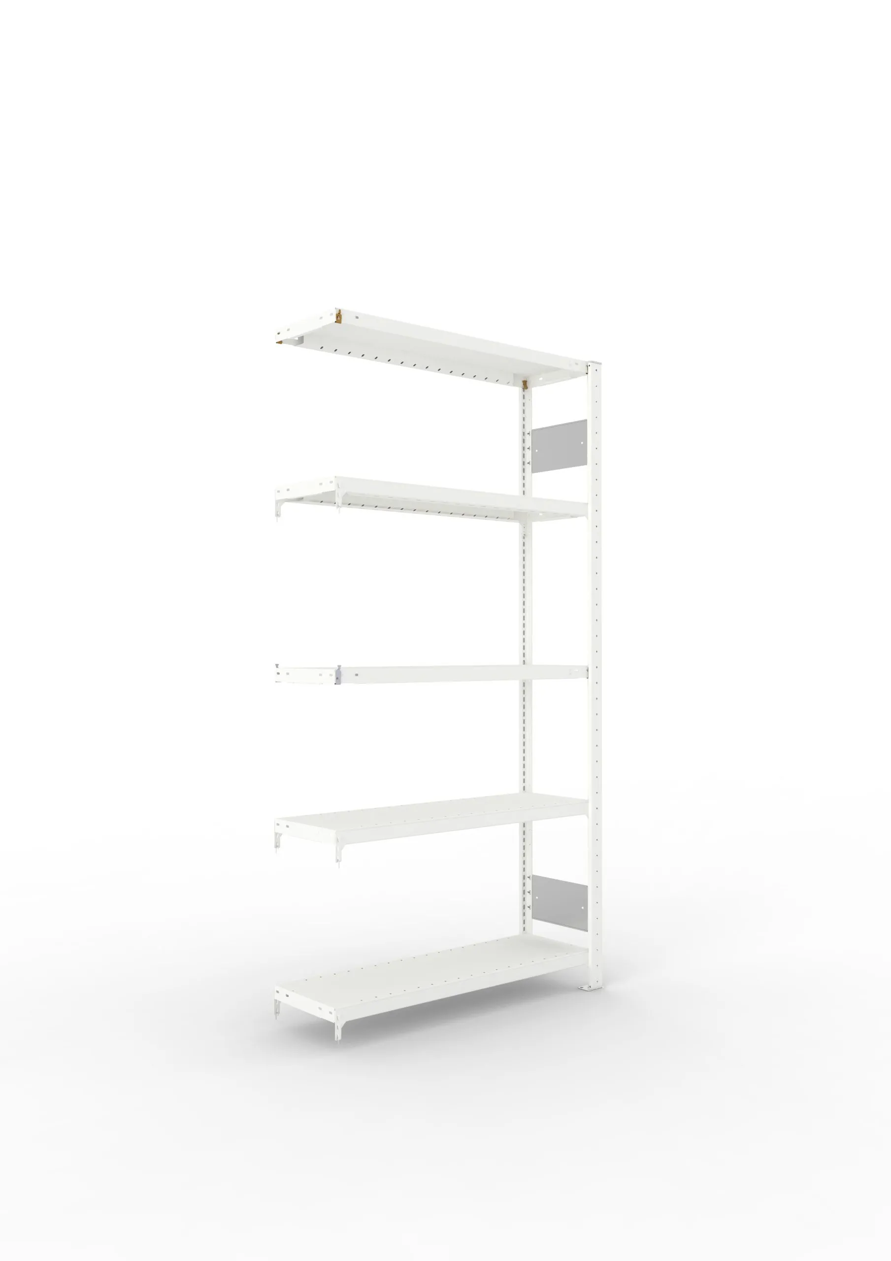 Meta Fachbodenregal Stecksystem S3 CLIP | Anbauregal | HxBxT 200x100x30cm | 5 Ebenen | Fachlast 230kg | Beidseitig nutzbar | Lichtgrau