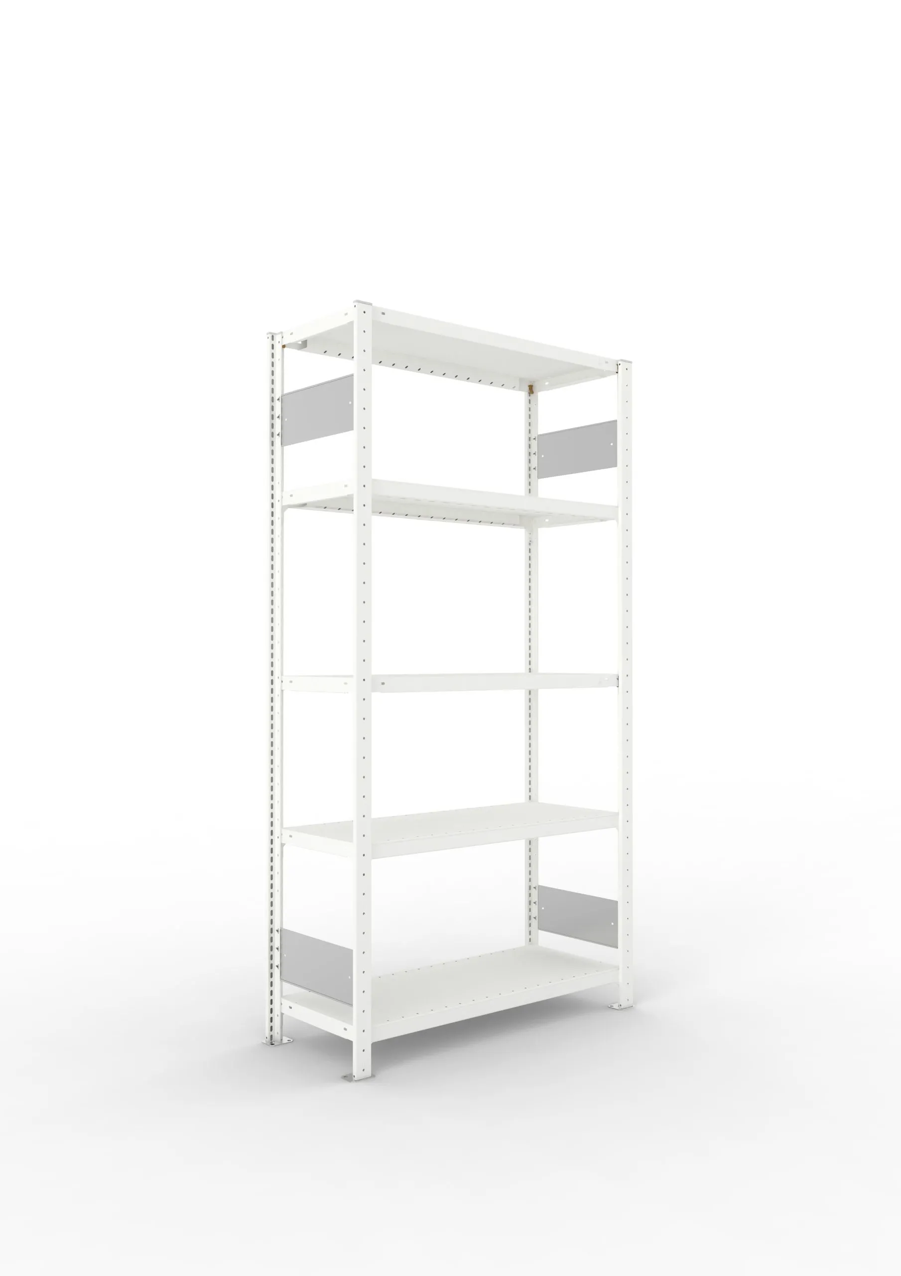 Meta Fachbodenregal Stecksystem S3 CLIP | Grundregal | HxBxT 200x100x40cm | 5 Ebenen | Fachlast 230kg | Beidseitig nutzbar | Lichtgrau