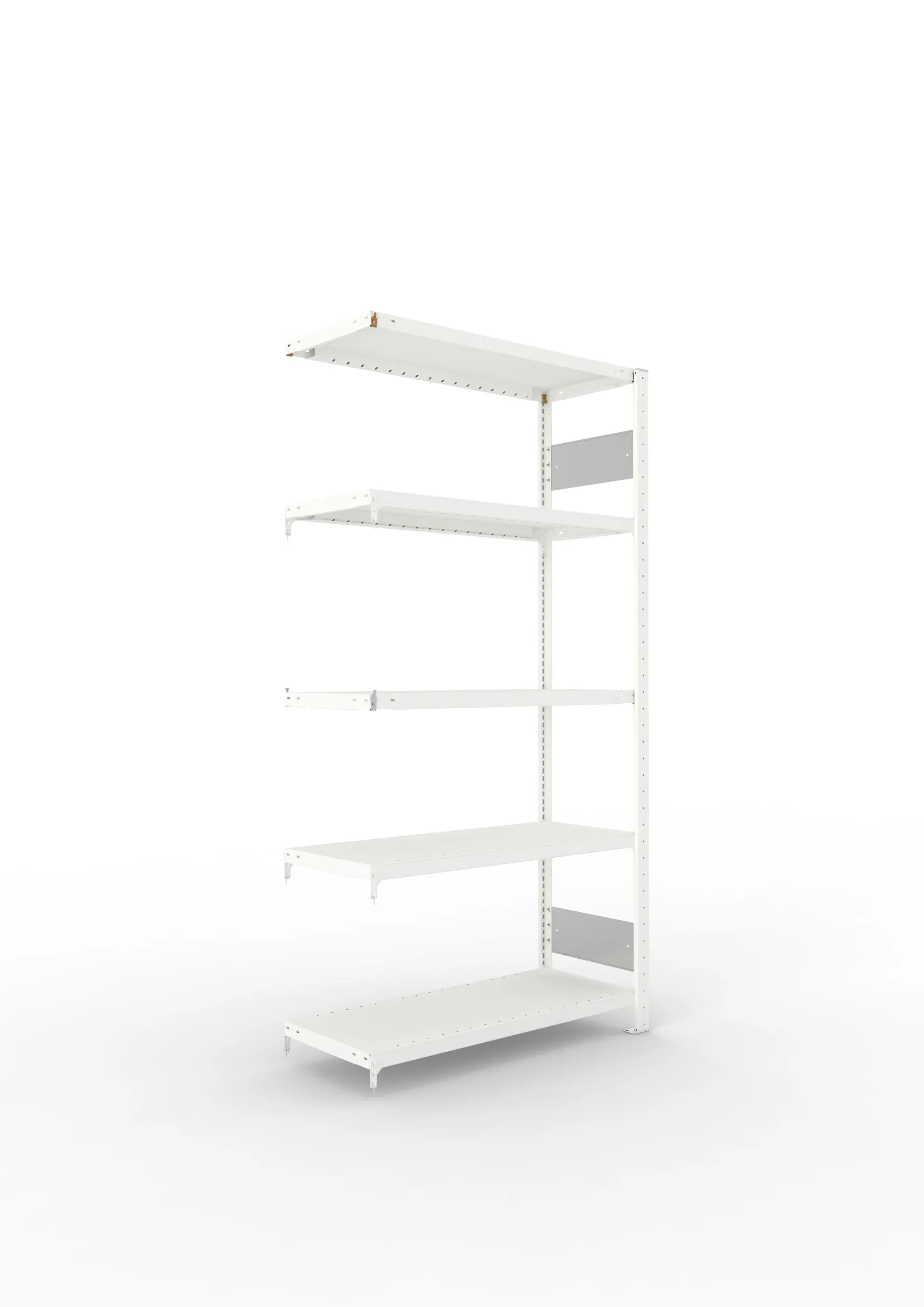 Meta Fachbodenregal Stecksystem S3 CLIP | Anbauregal | HxBxT 200x100x40cm | 5 Ebenen | Fachlast 230kg | Beidseitig nutzbar | Lichtgrau