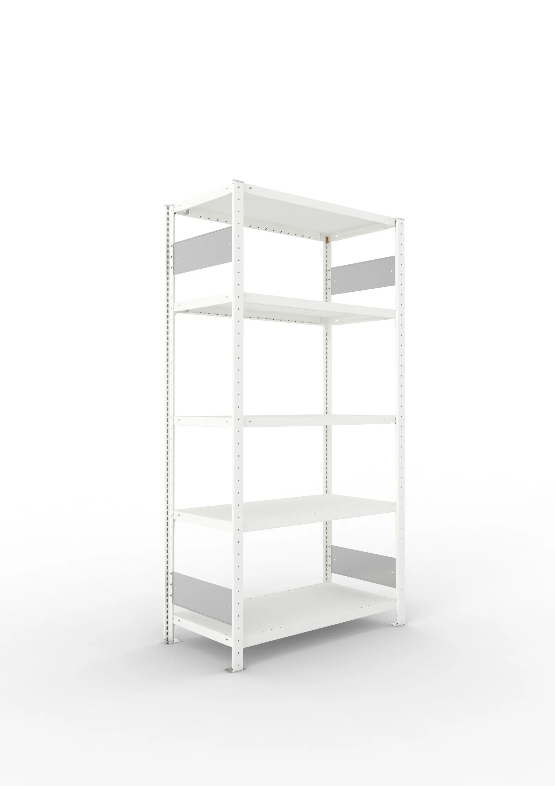 Meta Fachbodenregal Stecksystem S3 CLIP | Grundregal | HxBxT 200x100x50cm | 5 Ebenen | Fachlast 230kg | Beidseitig nutzbar | Lichtgrau