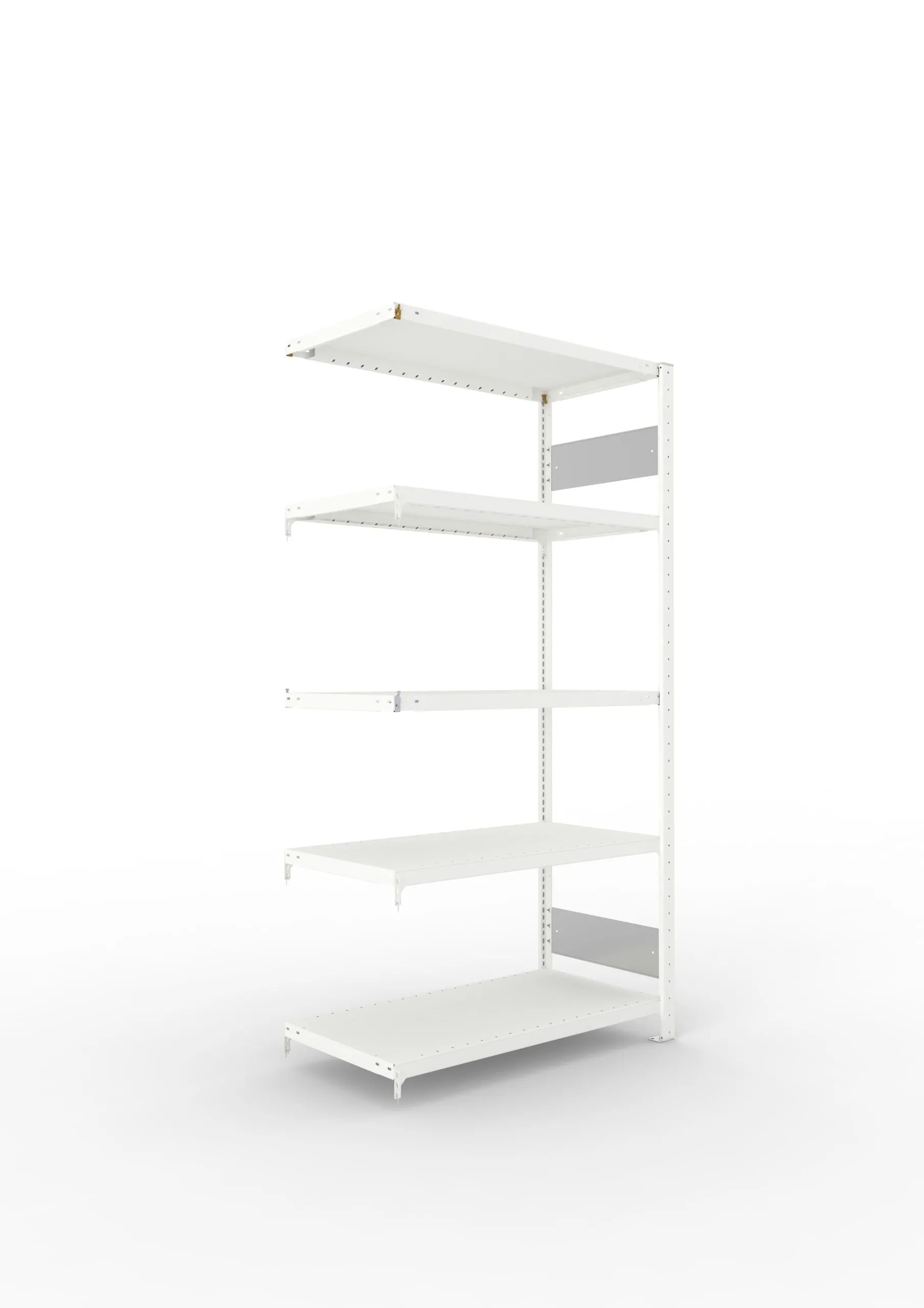 Meta Fachbodenregal Stecksystem S3 CLIP | Anbauregal | HxBxT 200x100x50cm | 5 Ebenen | Fachlast 230kg | Beidseitig nutzbar | Lichtgrau