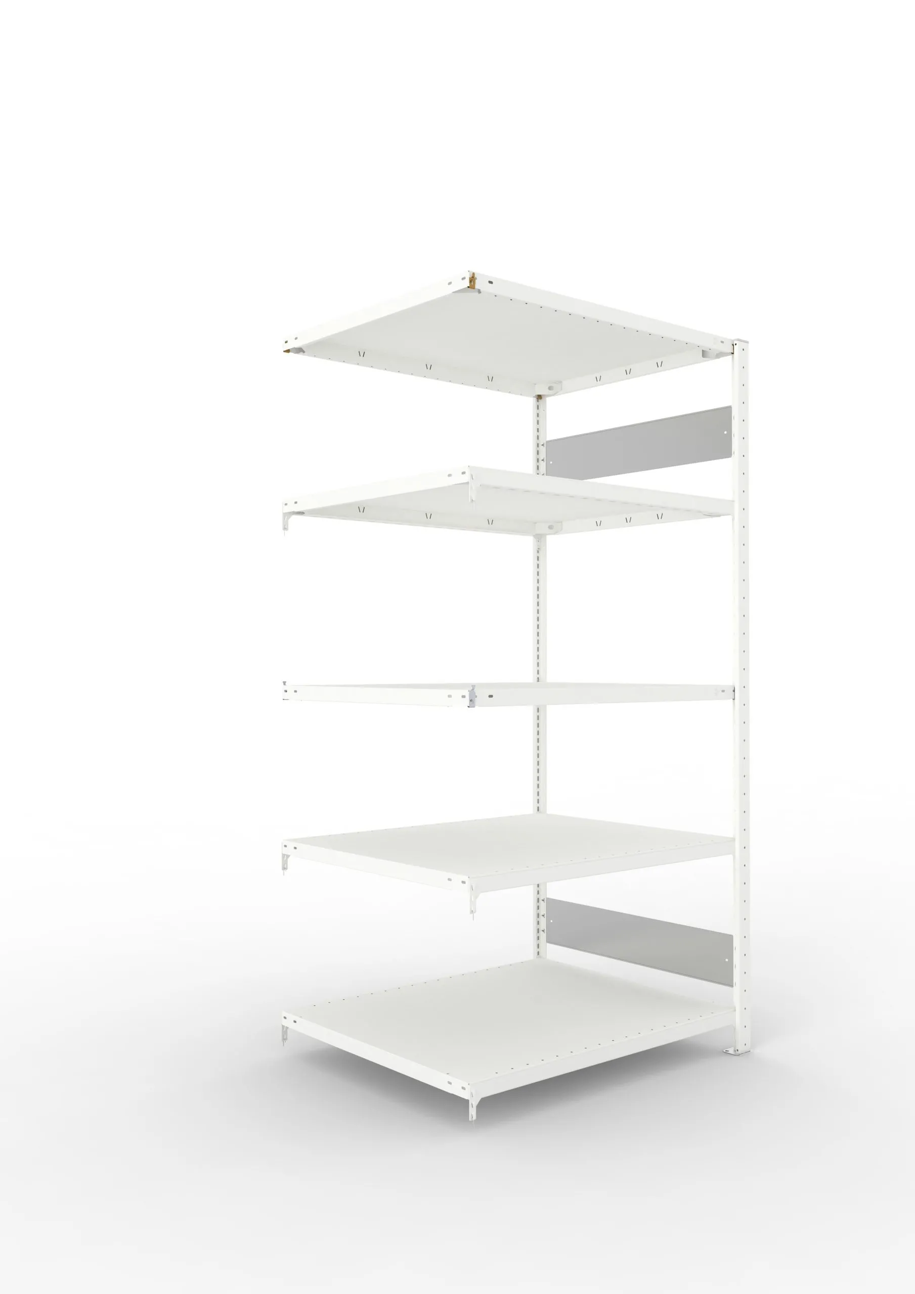 Meta Fachbodenregal Stecksystem S3 CLIP | Anbauregal | HxBxT 200x100x80cm | 5 Ebenen | Fachlast 230kg | Beidseitig nutzbar | Lichtgrau