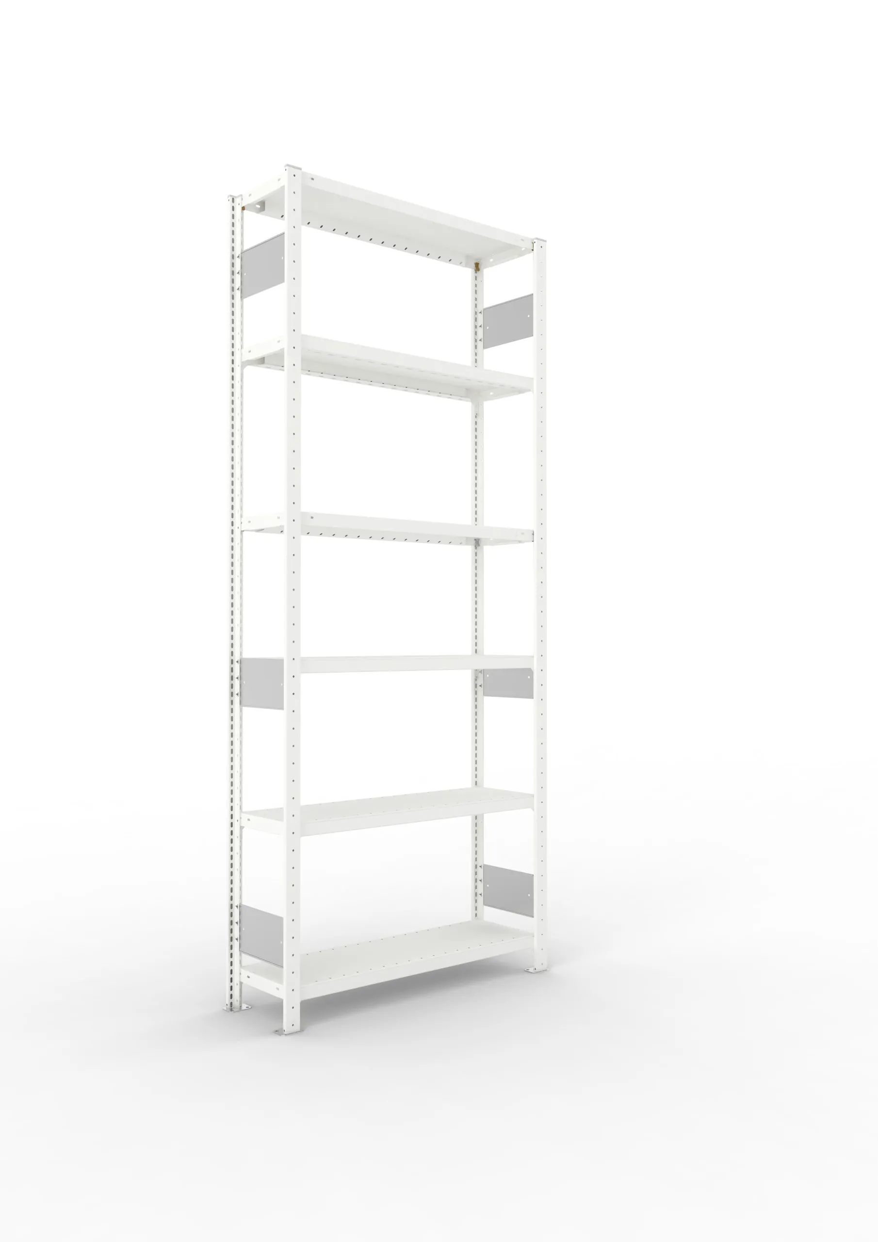 Meta Fachbodenregal Stecksystem S3 CLIP | Grundregal | HxBxT 250x100x30cm | 6 Ebenen | Fachlast 230kg | Beidseitig nutzbar | Lichtgrau