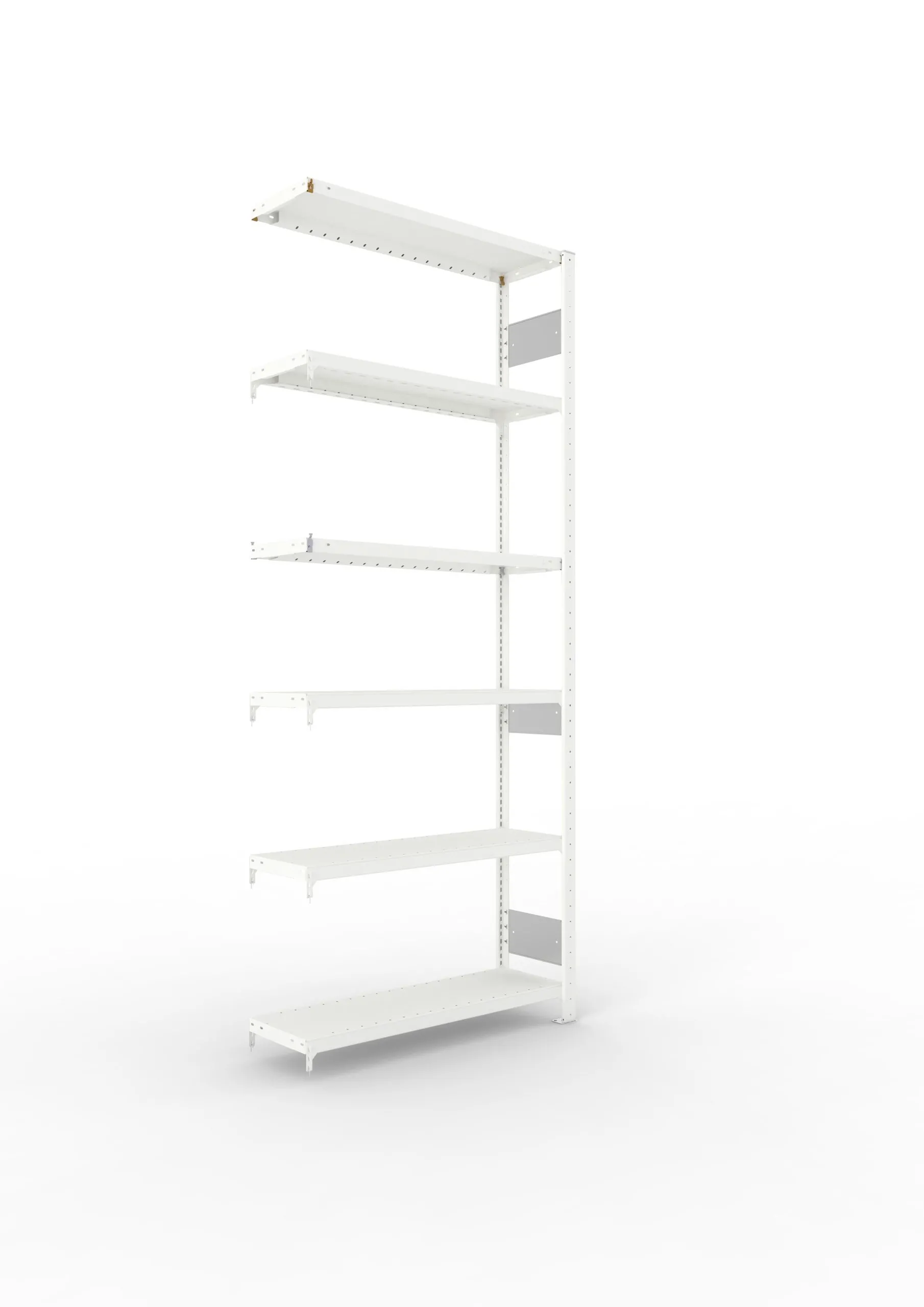 Meta Fachbodenregal Stecksystem S3 CLIP | Anbauregal | HxBxT 250x100x30cm | 6 Ebenen | Fachlast 230kg | Beidseitig nutzbar | Lichtgrau