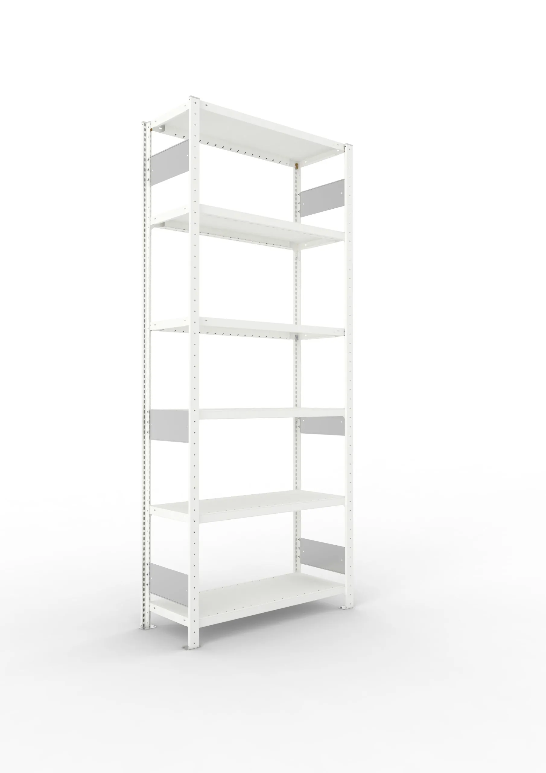 Meta Fachbodenregal Stecksystem S3 CLIP | Grundregal | HxBxT 250x100x40cm | 6 Ebenen | Fachlast 230kg | Beidseitig nutzbar | Lichtgrau