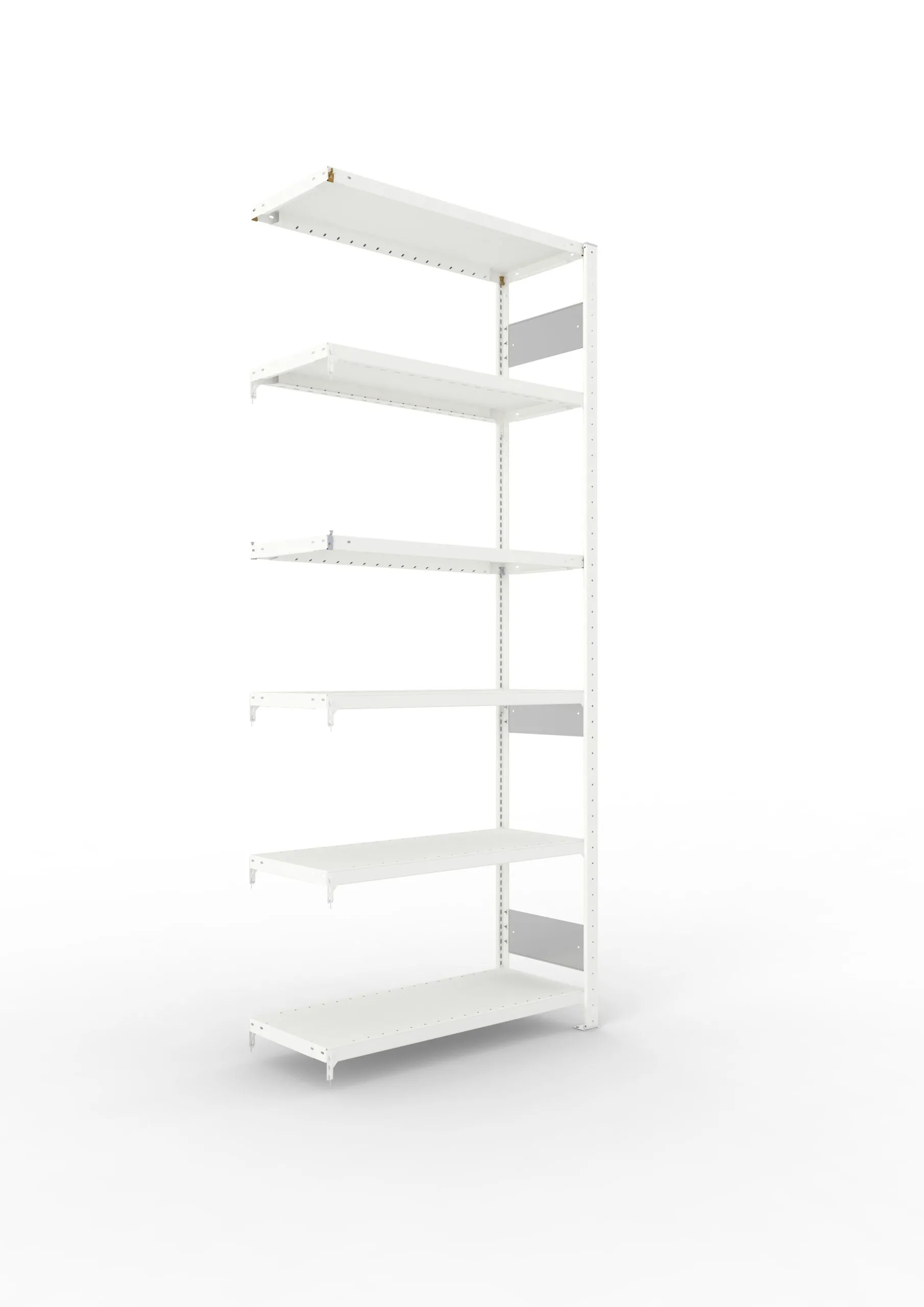 Meta Fachbodenregal Stecksystem S3 CLIP | Anbauregal | HxBxT 250x100x40cm | 6 Ebenen | Fachlast 230kg | Beidseitig nutzbar | Lichtgrau