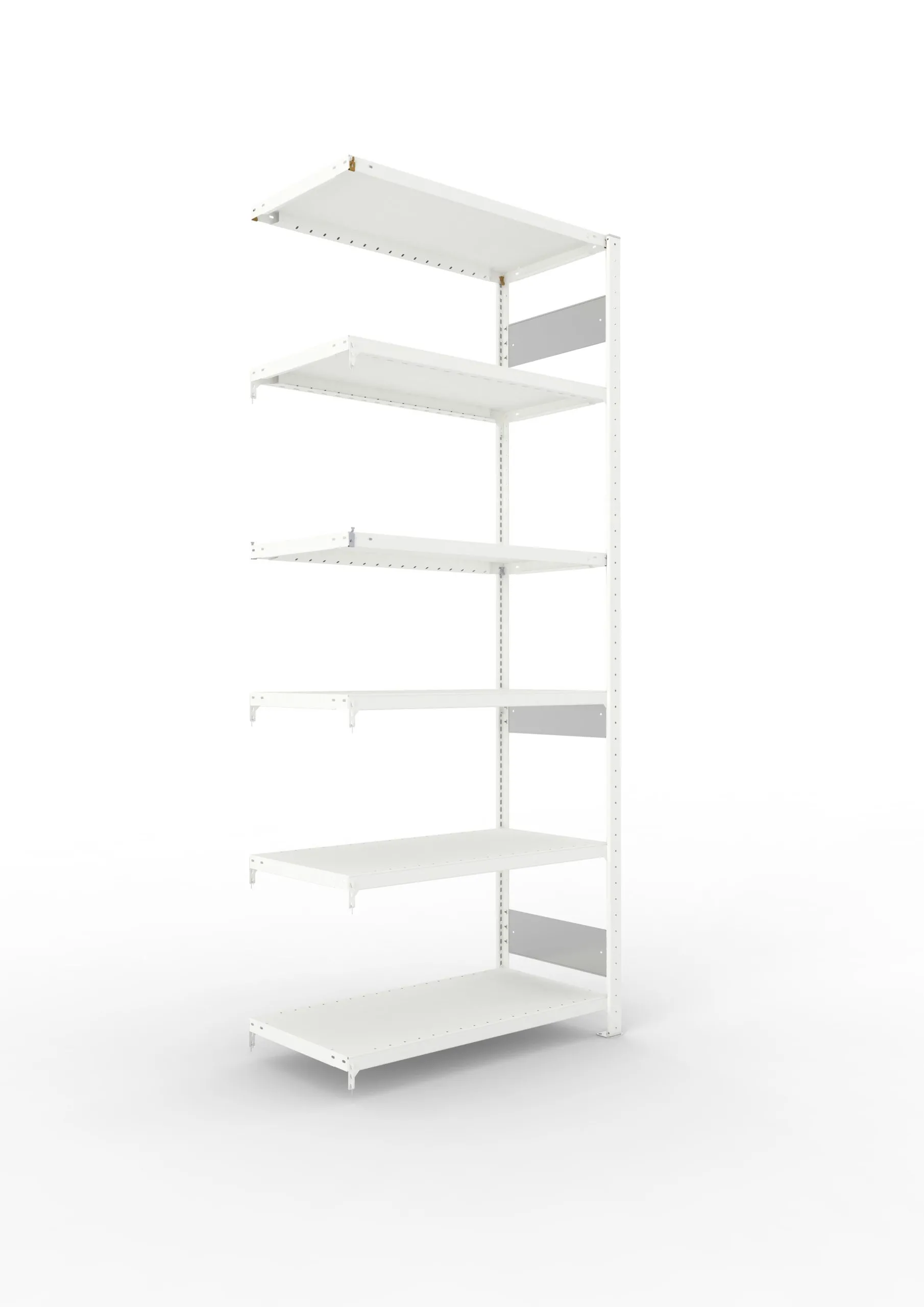 Meta Fachbodenregal Stecksystem S3 CLIP | Anbauregal | HxBxT 250x100x50cm | 6 Ebenen | Fachlast 230kg | Beidseitig nutzbar | Lichtgrau