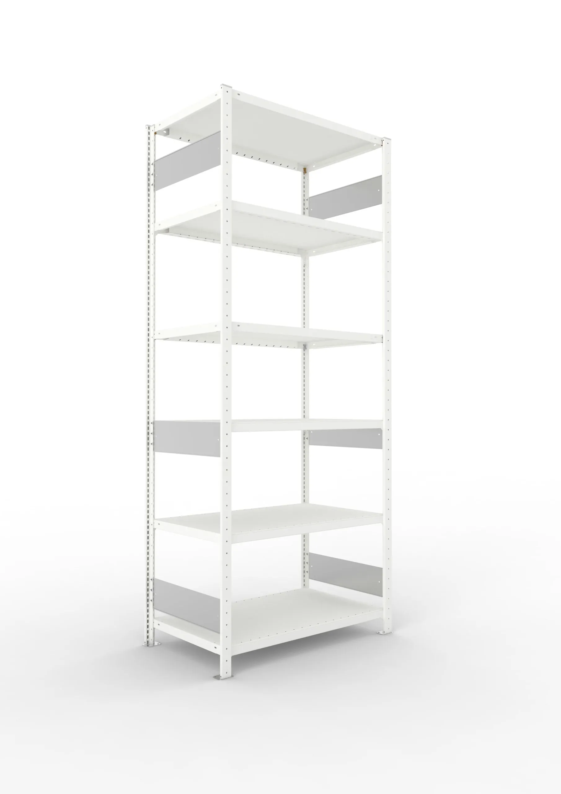 Meta Fachbodenregal Stecksystem S3 CLIP | Grundregal | HxBxT 250x100x60cm | 6 Ebenen | Fachlast 230kg | Beidseitig nutzbar | Lichtgrau