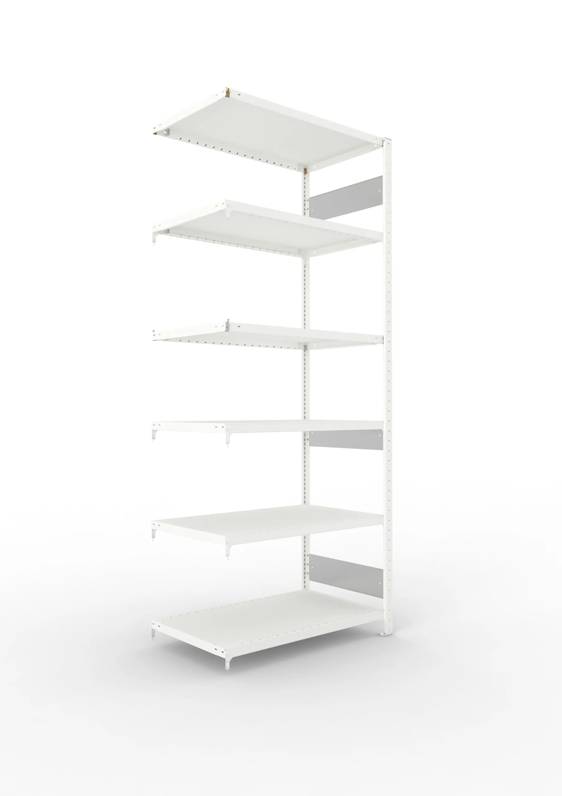 Meta Fachbodenregal Stecksystem S3 CLIP | Anbauregal | HxBxT 250x100x60cm | 6 Ebenen | Fachlast 230kg | Beidseitig nutzbar | Lichtgrau