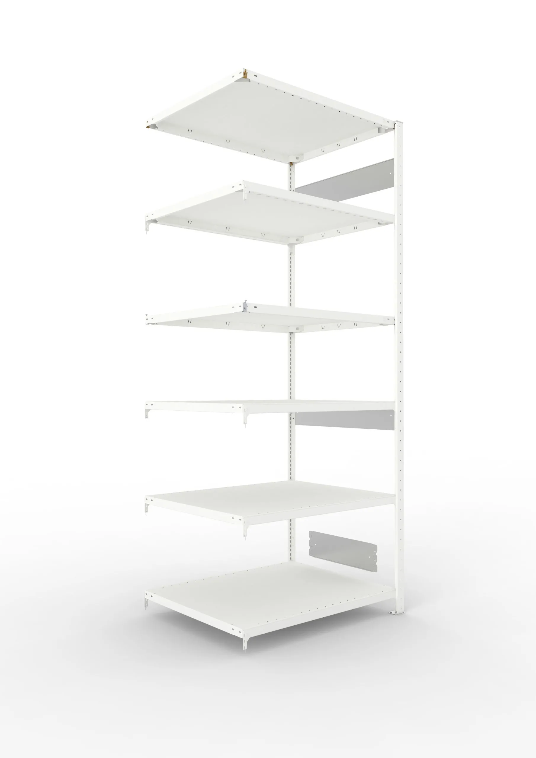 Meta Fachbodenregal Stecksystem S3 CLIP | Anbauregal | HxBxT 250x100x80cm | 6 Ebenen | Fachlast 230kg | Beidseitig nutzbar | Lichtgrau