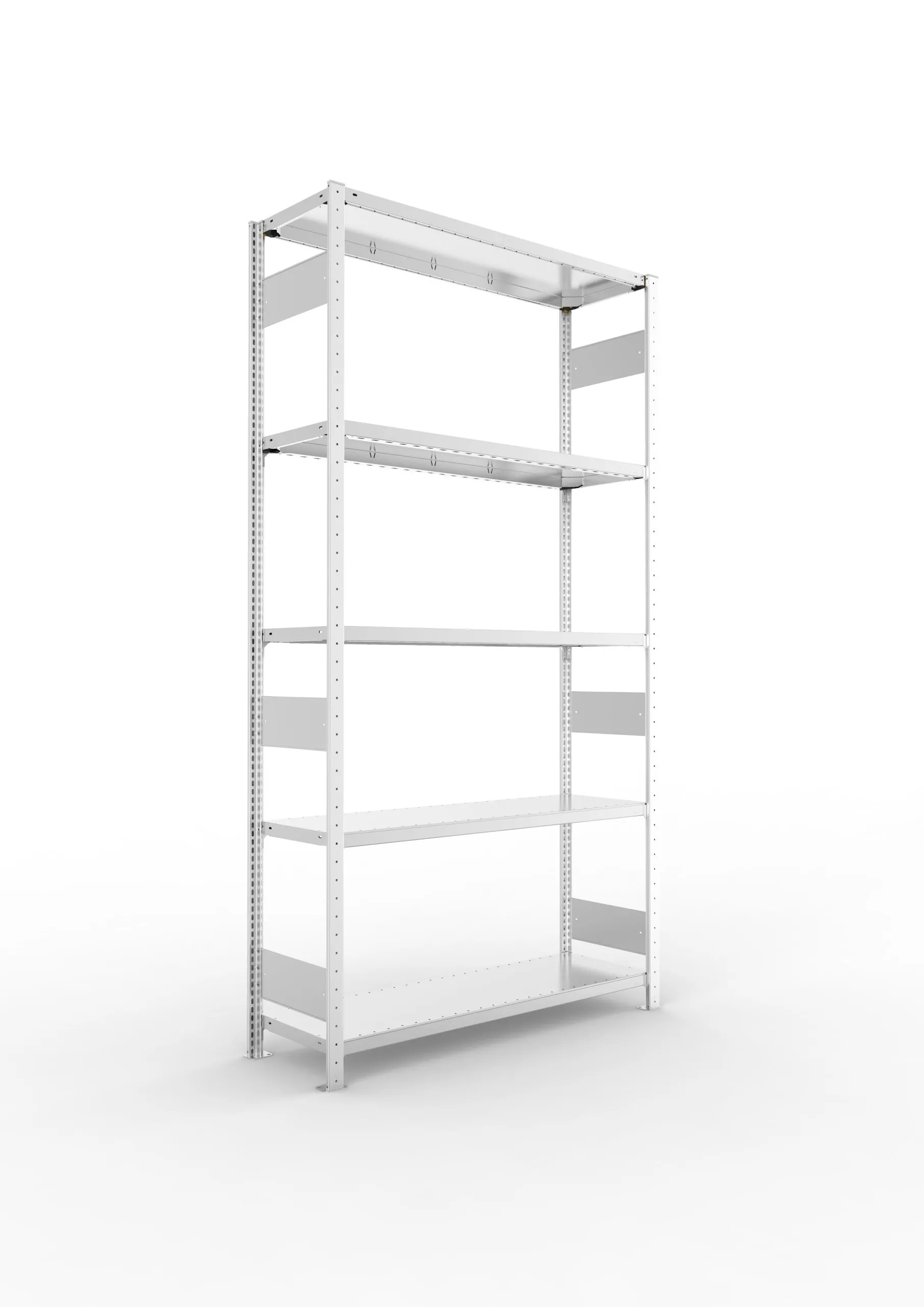 Meta Fachbodenregal Stecksystem S3 CLIP | Grundregal | HxBxT 250x130x40cm | 5 Ebenen | Fachlast 230kg | Beidseitig nutzbar | Verzinkt