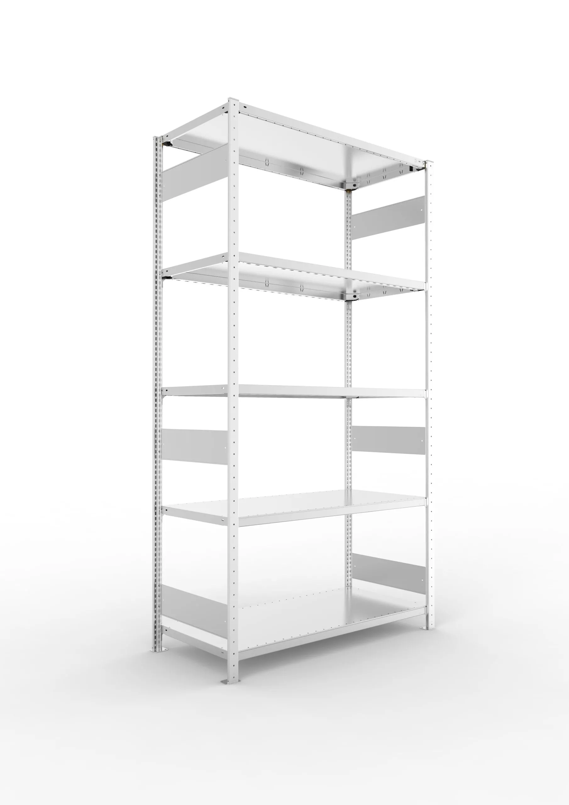 Meta Fachbodenregal Stecksystem S3 CLIP | Grundregal | HxBxT 250x130x60cm | 5 Ebenen | Fachlast 230kg | Beidseitig nutzbar | Verzinkt