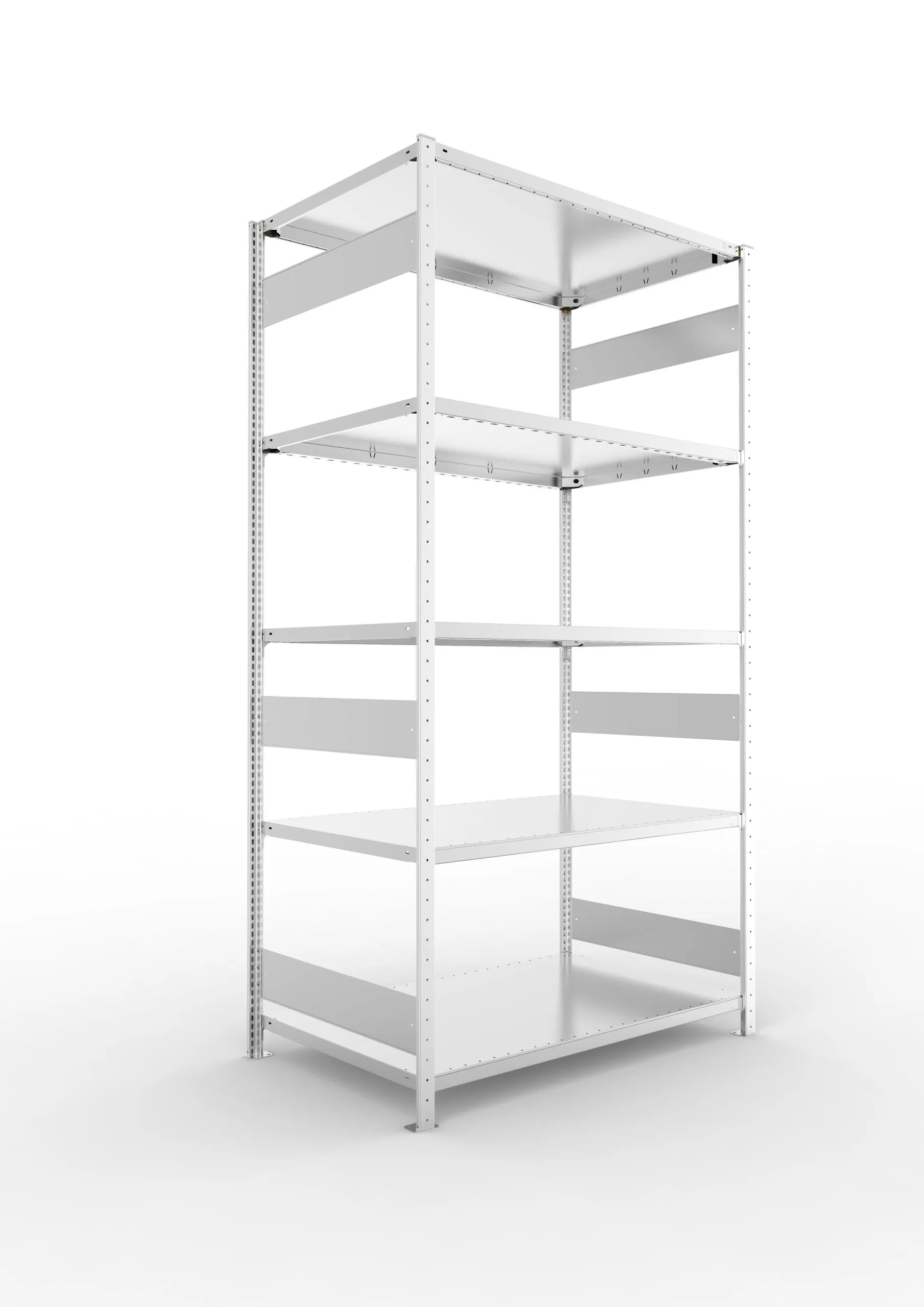 Meta Fachbodenregal Stecksystem S3 CLIP | Grundregal | HxBxT 250x130x80cm | 5 Ebenen | Fachlast 230kg | Beidseitig nutzbar | Verzinkt