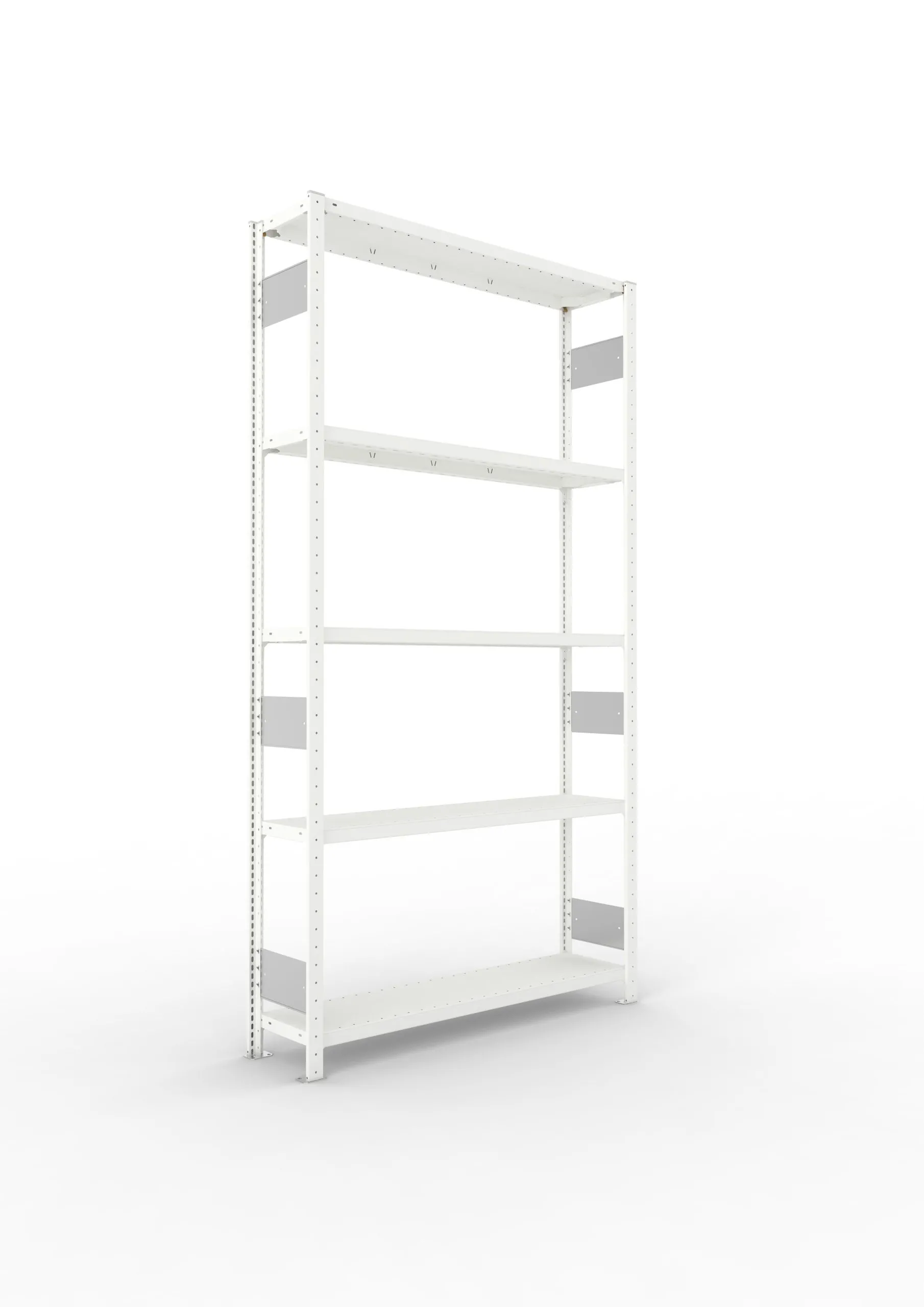 Meta Fachbodenregal Stecksystem S3 CLIP | Grundregal | HxBxT 250x130x30cm | 5 Ebenen | Fachlast 230kg | Beidseitig nutzbar | Lichtgrau