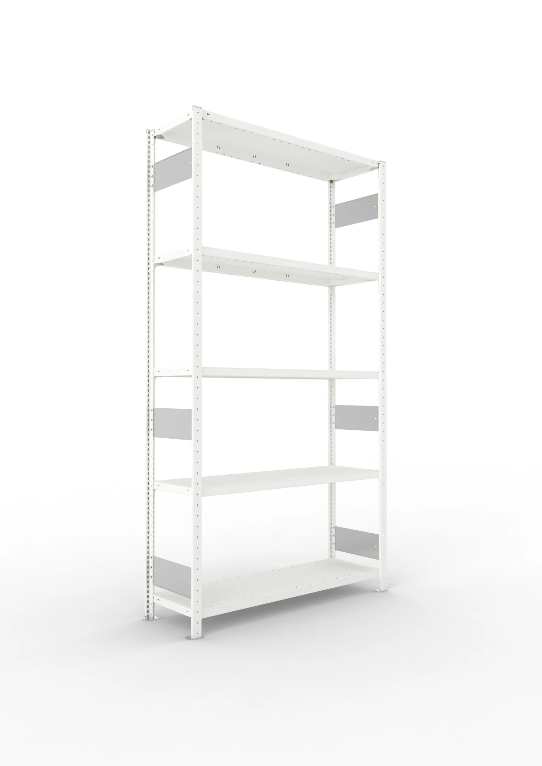 Meta Fachbodenregal Stecksystem S3 CLIP | Grundregal | HxBxT 250x130x40cm | 5 Ebenen | Fachlast 230kg | Beidseitig nutzbar | Lichtgrau