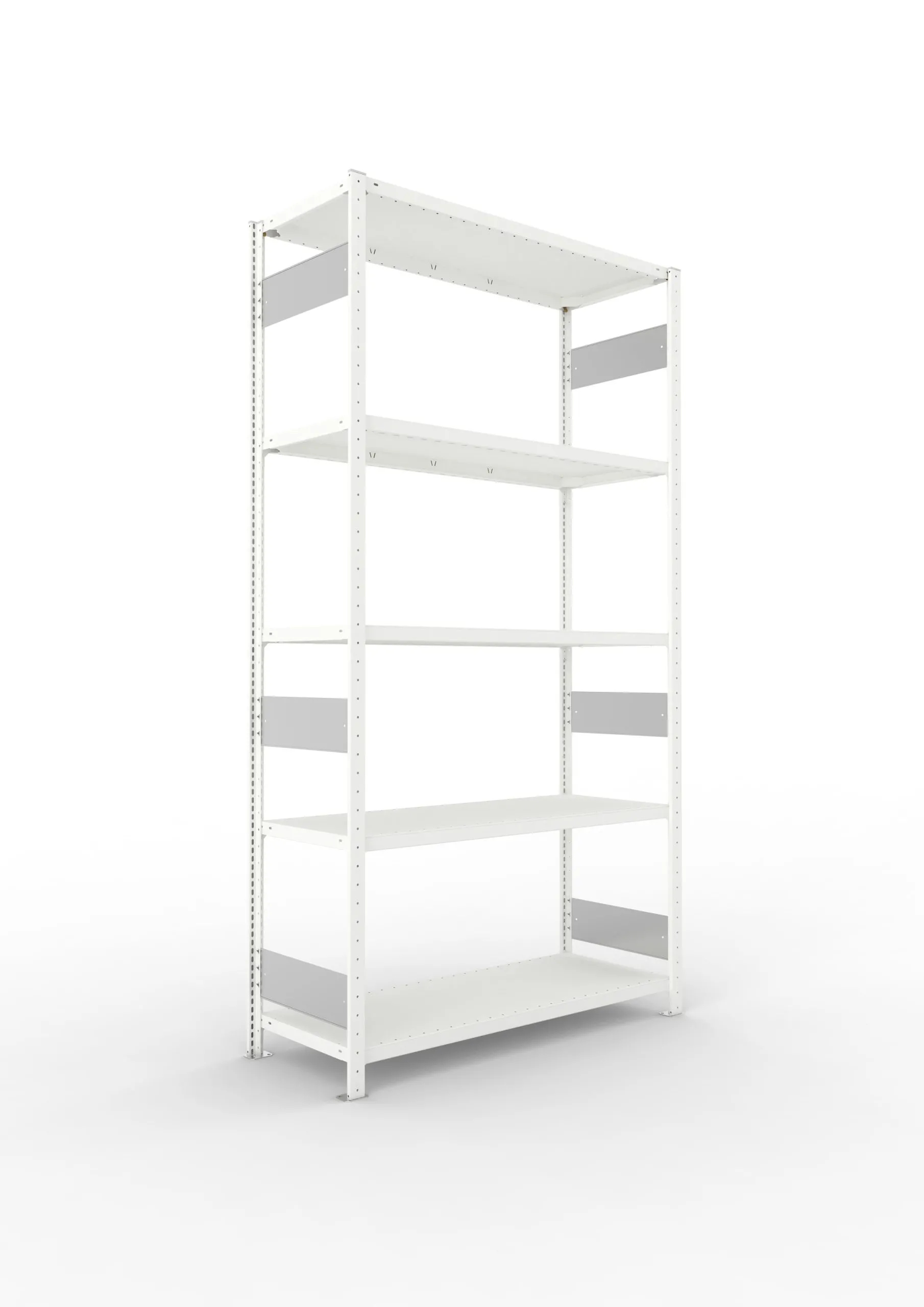 Meta Fachbodenregal Stecksystem S3 CLIP | Grundregal | HxBxT 250x130x50cm | 5 Ebenen | Fachlast 230kg | Beidseitig nutzbar | Lichtgrau