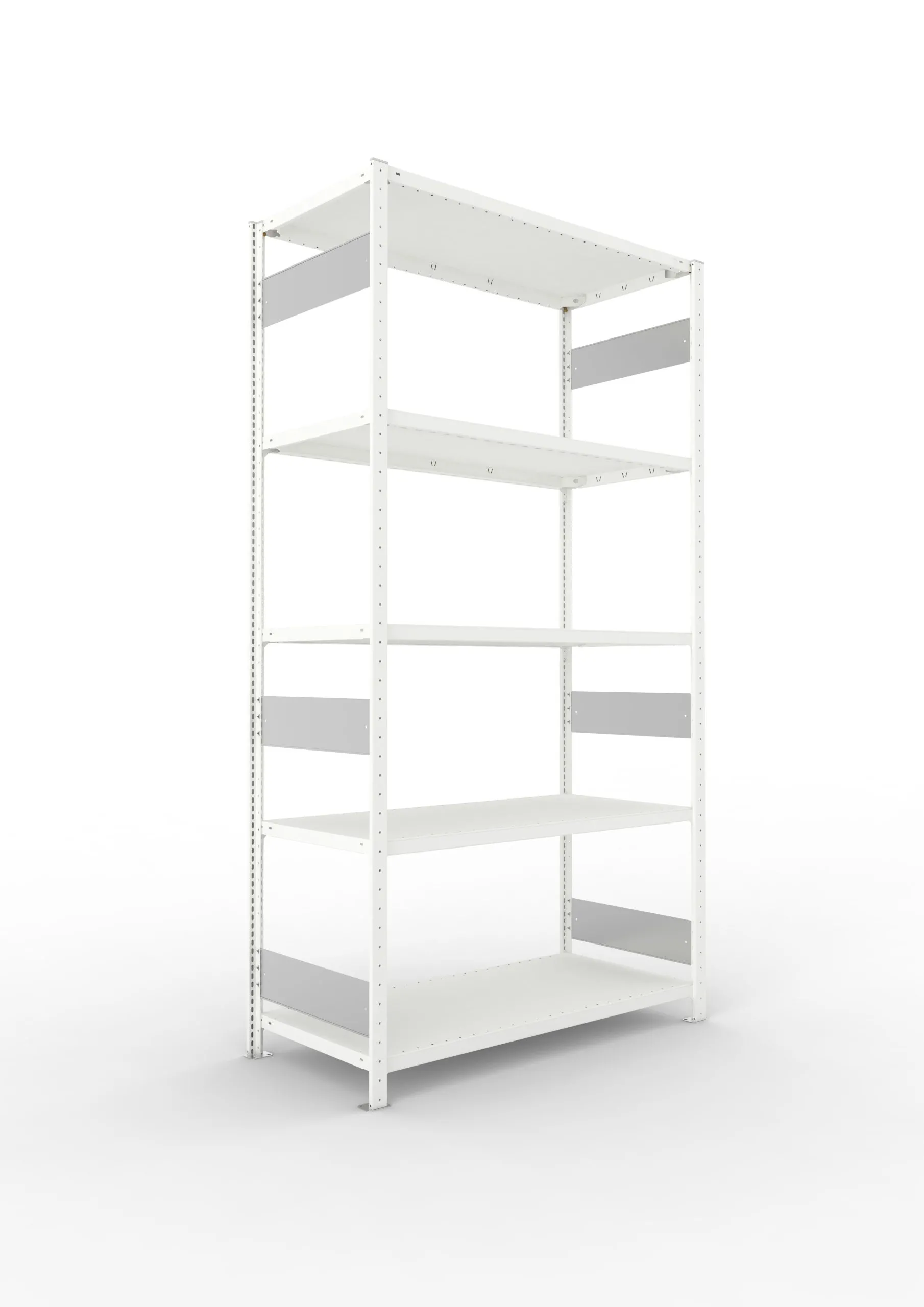 Meta Fachbodenregal Stecksystem S3 CLIP | Grundregal | HxBxT 250x130x60cm | 5 Ebenen | Fachlast 230kg | Beidseitig nutzbar | Lichtgrau