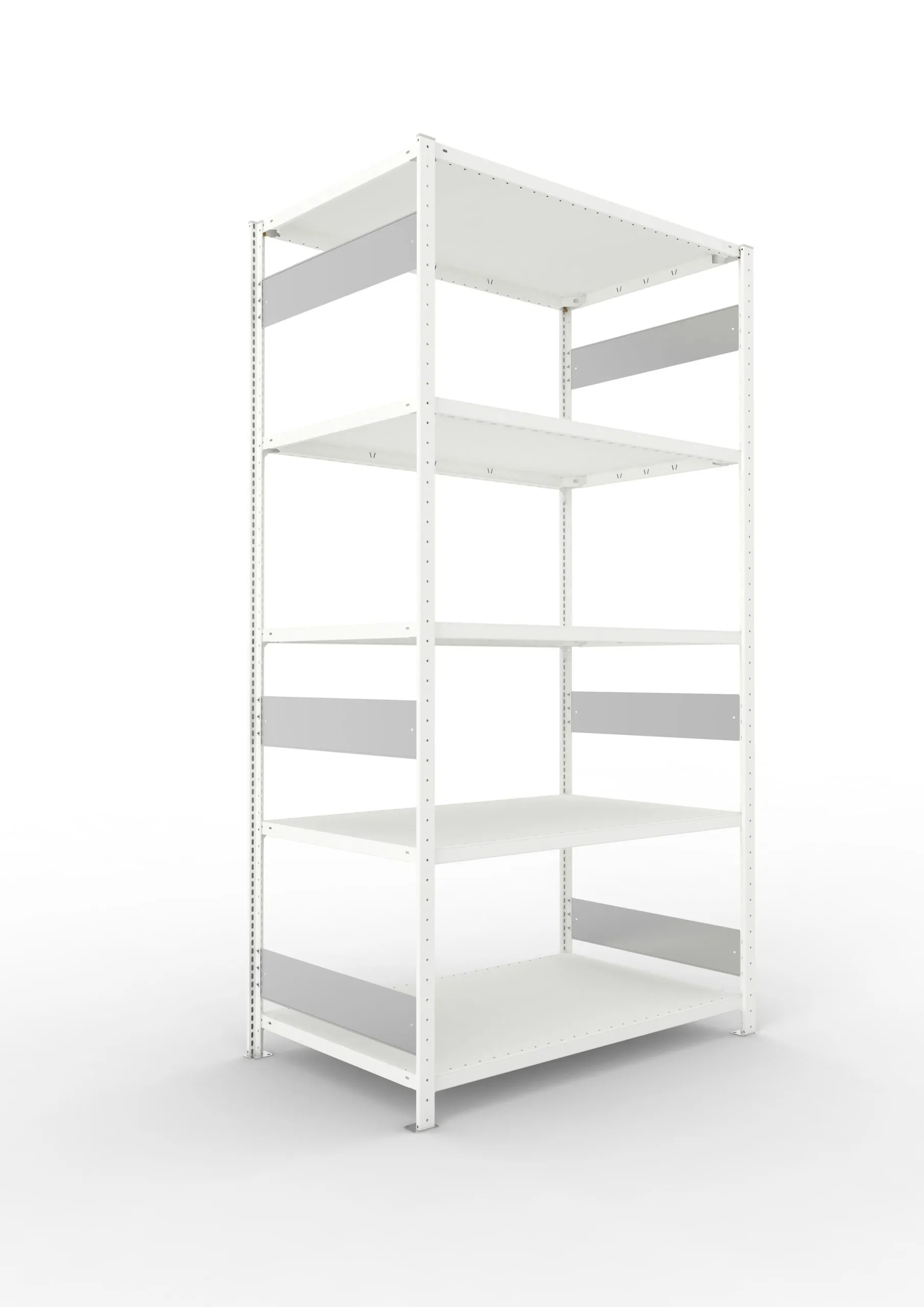 Meta Fachbodenregal Stecksystem S3 CLIP | Grundregal | HxBxT 250x130x80cm | 5 Ebenen | Fachlast 230kg | Beidseitig nutzbar | Lichtgrau