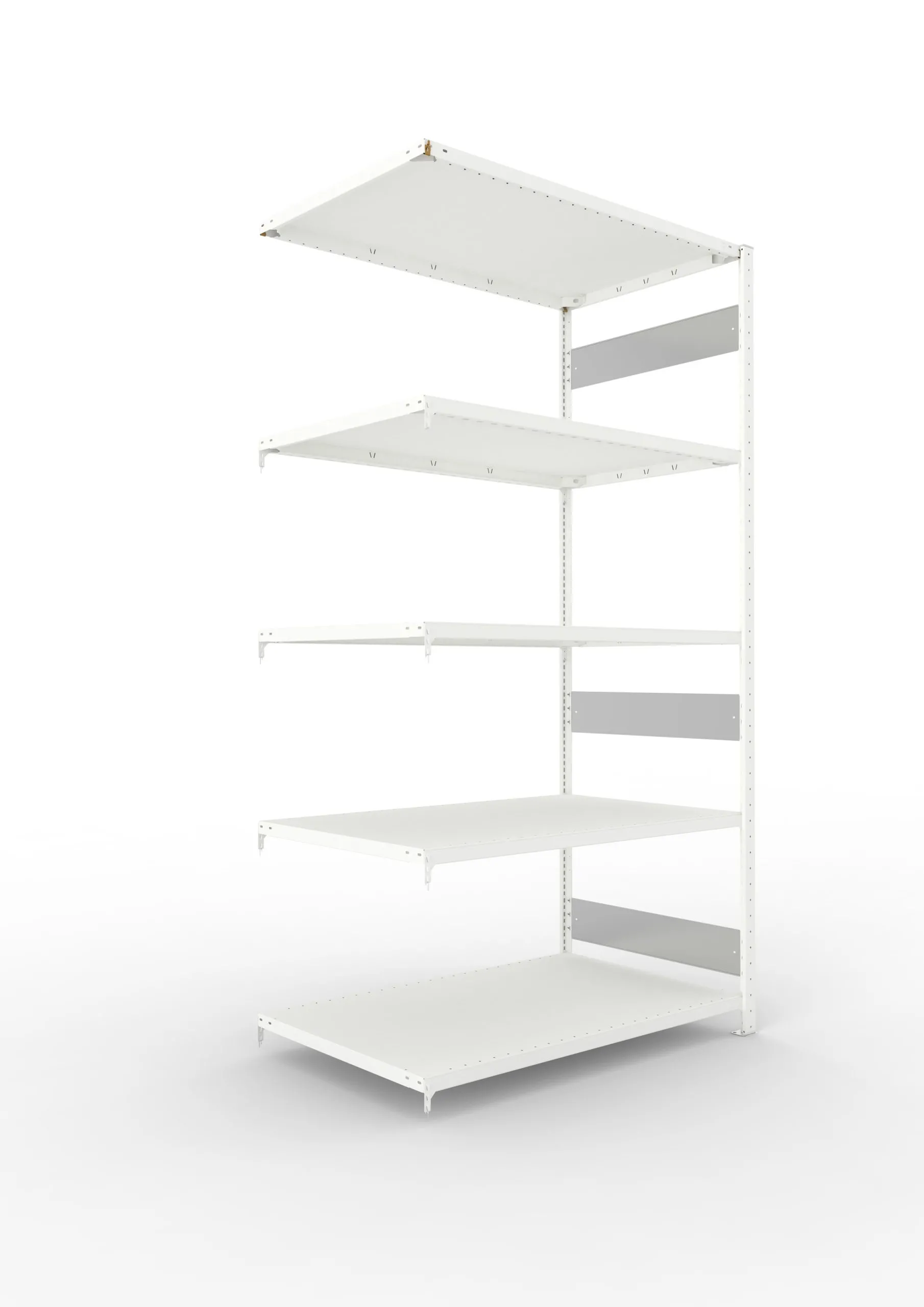 Meta Fachbodenregal Stecksystem S3 CLIP | Anbauregal | HxBxT 250x130x80cm | 5 Ebenen | Fachlast 230kg | Beidseitig nutzbar | Lichtgrau