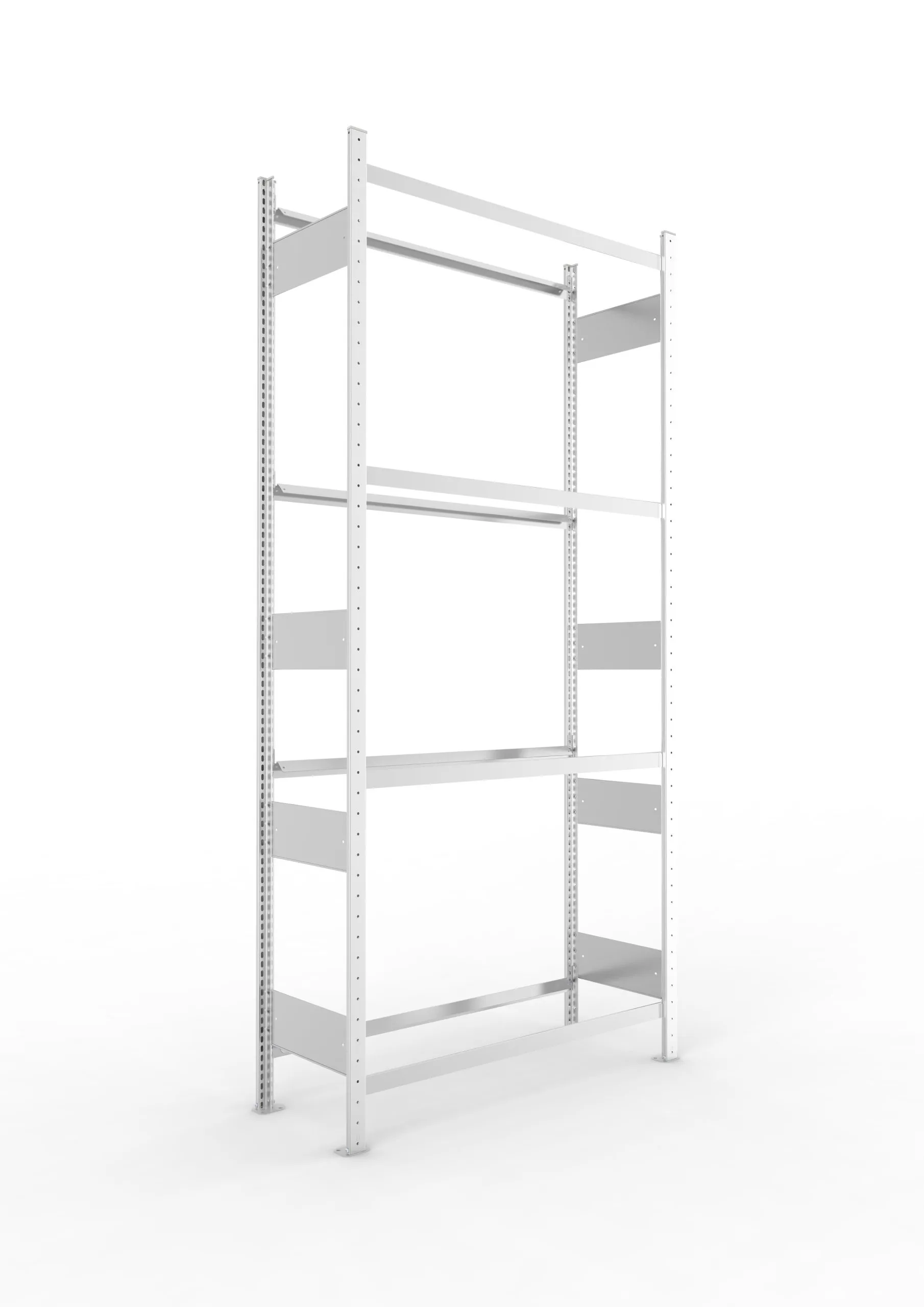 Meta Reifenregal Stecksystem CLIP | Grundregal | HxBxT 250x115x40cm | 4 Ebenen | Fachlast 150kg | Verzinkt