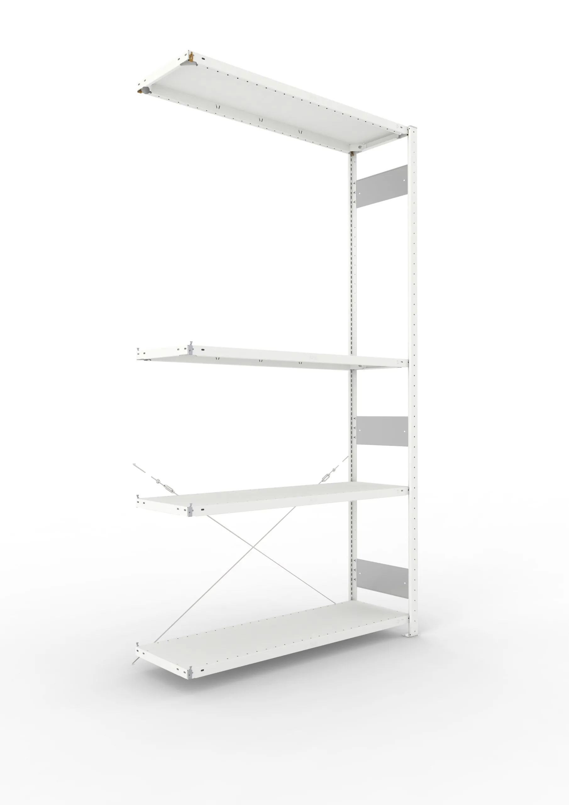 Meta Fachbodenregal Stecksystem S3 CLIP | Grundregal | HxBxT 250x130x40cm | 5 Ebenen | Fachlast 150kg | Einseitig nutzbar | Lichtgrau