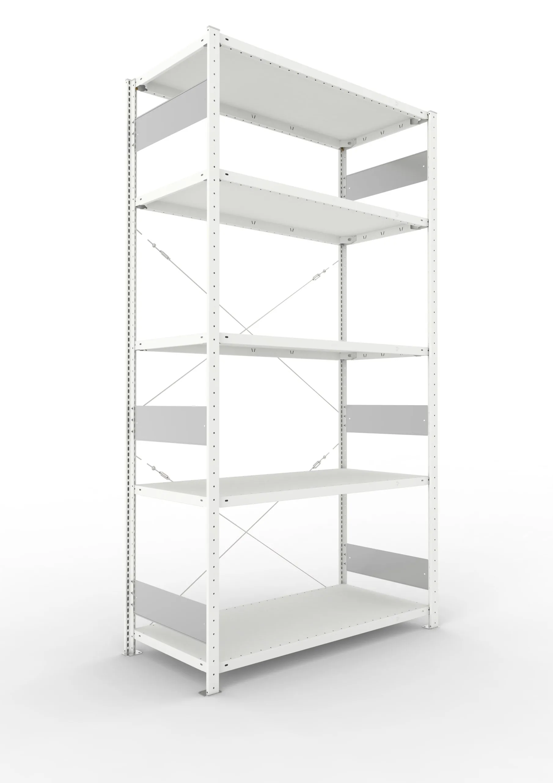 Meta Fachbodenregal Stecksystem S3 CLIP | Grundregal | HxBxT 250x130x60cm | 5 Ebenen | Fachlast 150kg | Einseitig nutzbar | Lichtgrau