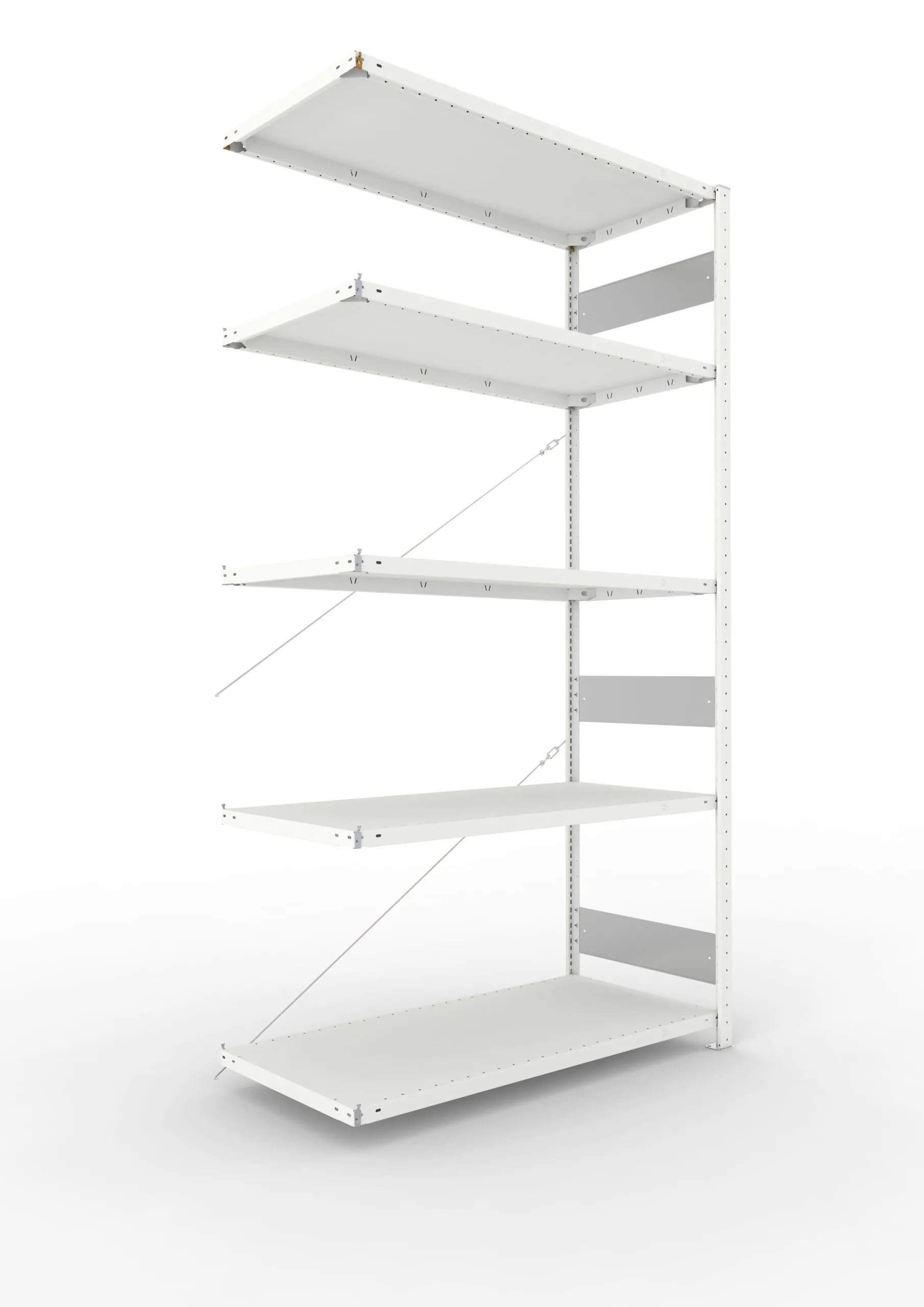 Meta Fachbodenregal Stecksystem S3 CLIP | Anbauregal | HxBxT 250x130x60cm | 5 Ebenen | Fachlast 150kg | Einseitig nutzbar | Lichtgrau