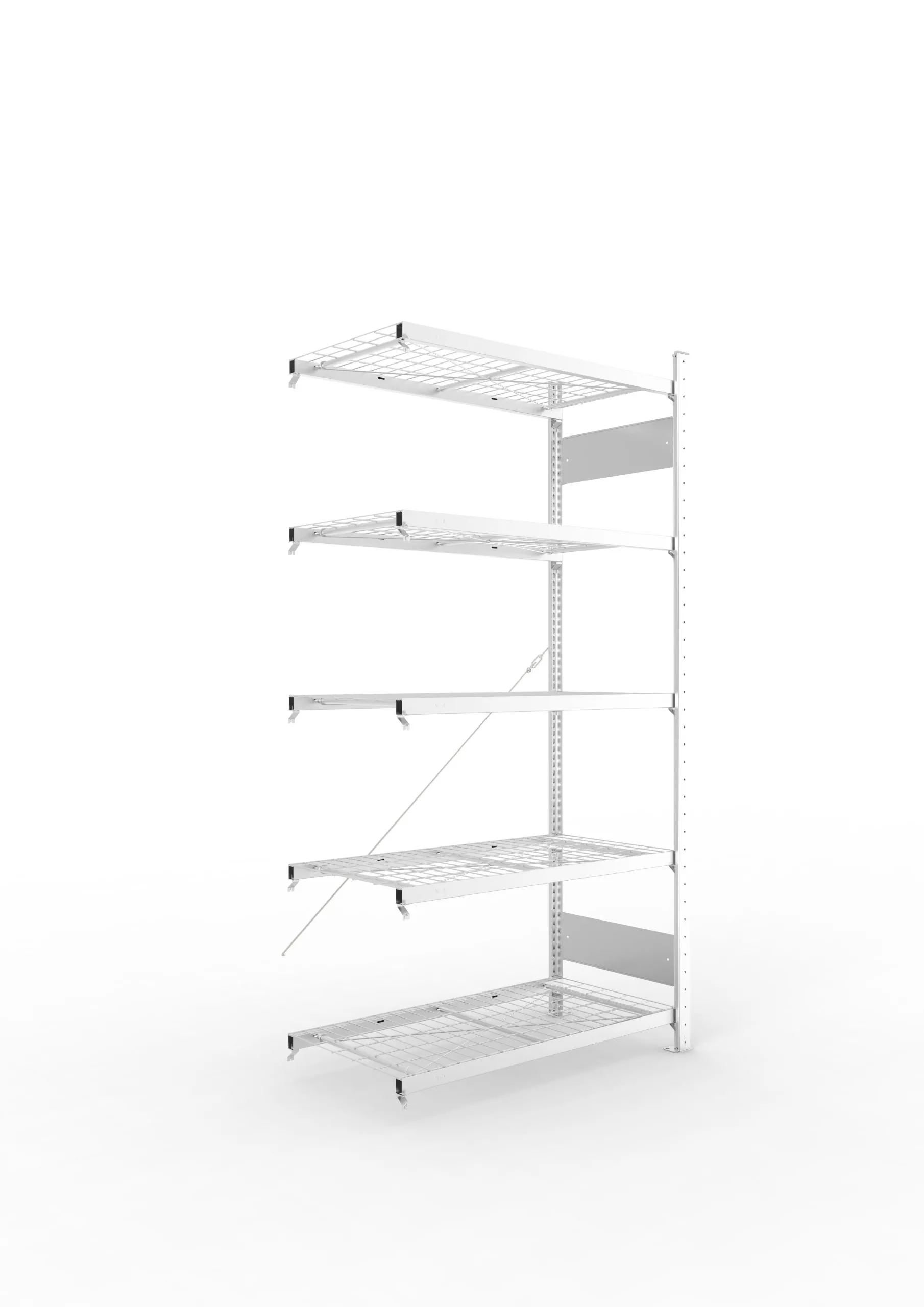 Meta Fachbodenregal Stecksystem S3 CLIP | Anbauregal | HxBxT 200x100x50cm | 5 Ebenen | Drahtgitterfachböden | Fachlast 150 kg | Verzinkt