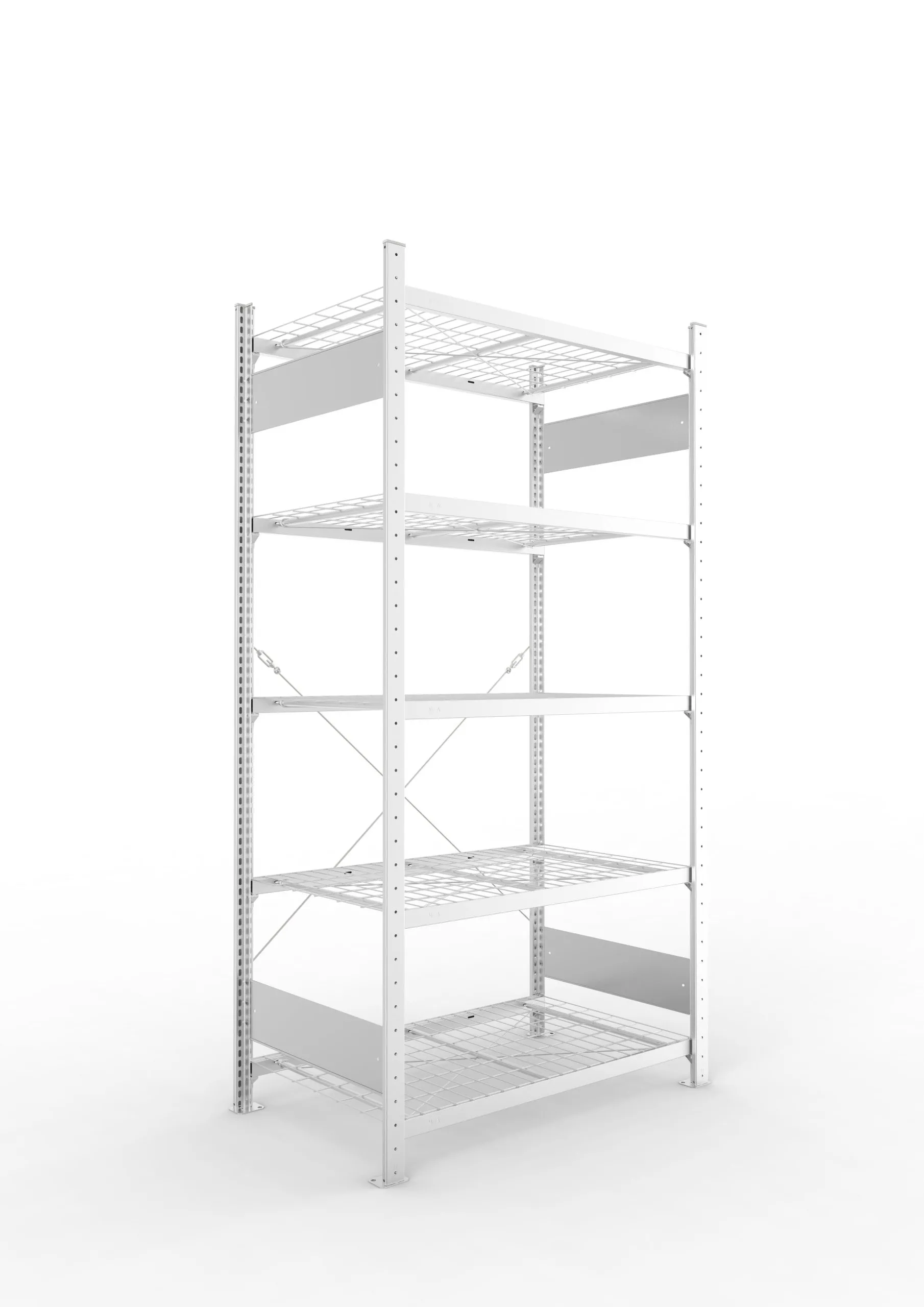 Meta Fachbodenregal Stecksystem S3 CLIP | Grundregal | HxBxT 200x100x60cm | 5 Ebenen | Drahtgitterfachböden | Fachlast 150 kg | Verzinkt