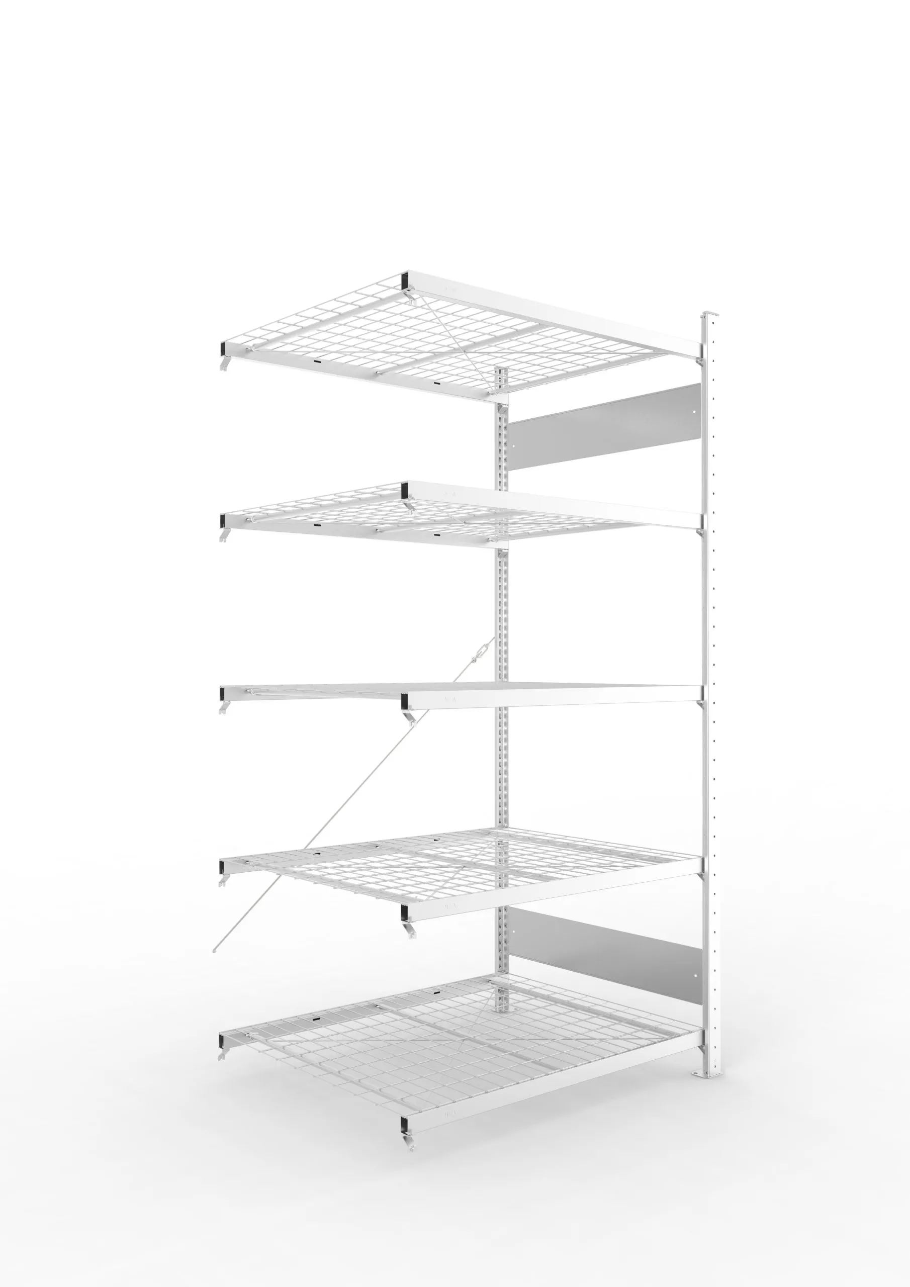 Meta Fachbodenregal Stecksystem S3 CLIP | Anbauregal | HxBxT 200x100x80cm | 5 Ebenen | Drahtgitterfachböden | Fachlast 150 kg | Verzinkt