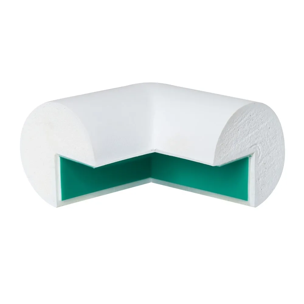 Prallschutz aus Polyurethanschaum | Für Außenecken Kreisförmig, Zweischenkelig, Selbstklebend | BxT 4,5x4,5cm | UV-, lösungsmittel- & temperaturbeständig | Weiß