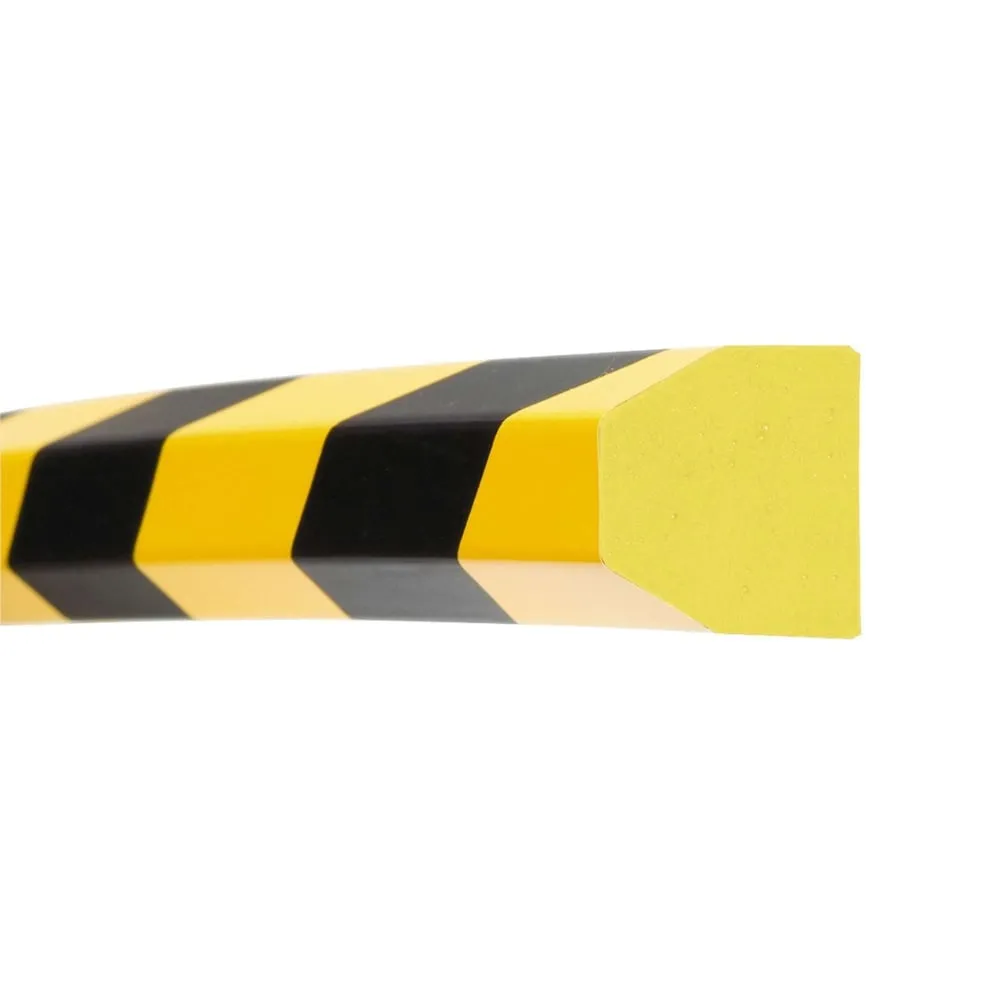 Prallschutz aus Polyurethanschaum | Flächenschutz Trapezförmig, Selbstklebend | HxBxT 4x100x3,5cm | UV-, lösungsmittel- & temperaturbeständig | Schwarz-Gelb