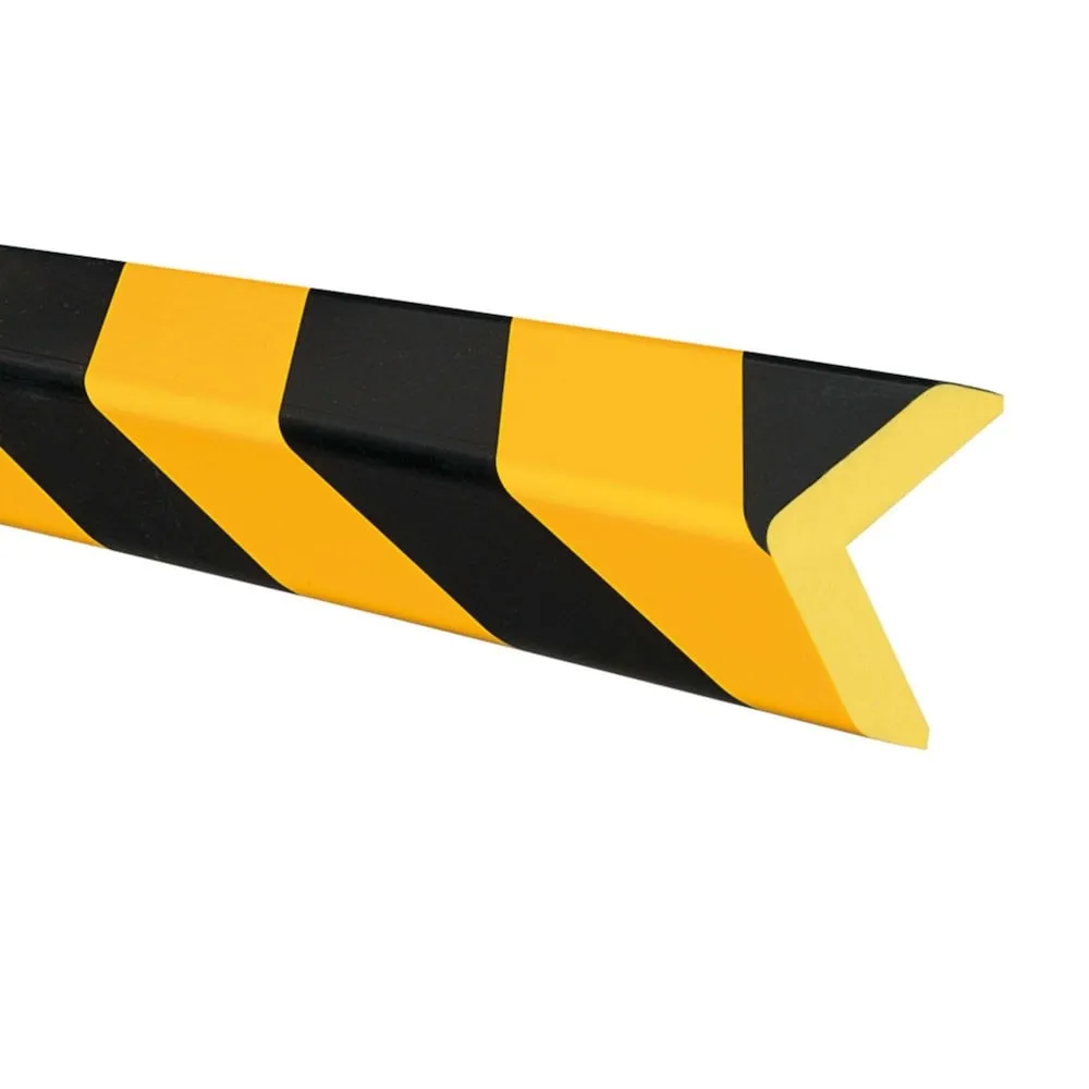 Prallschutz aus Polyurethanschaum | Kantenschutz Winkelförmig, Selbstklebend | HxBxT 4,7x100x4,7cm | UV-, lösungsmittel- & temperaturbeständig | Schwarz-Gelb