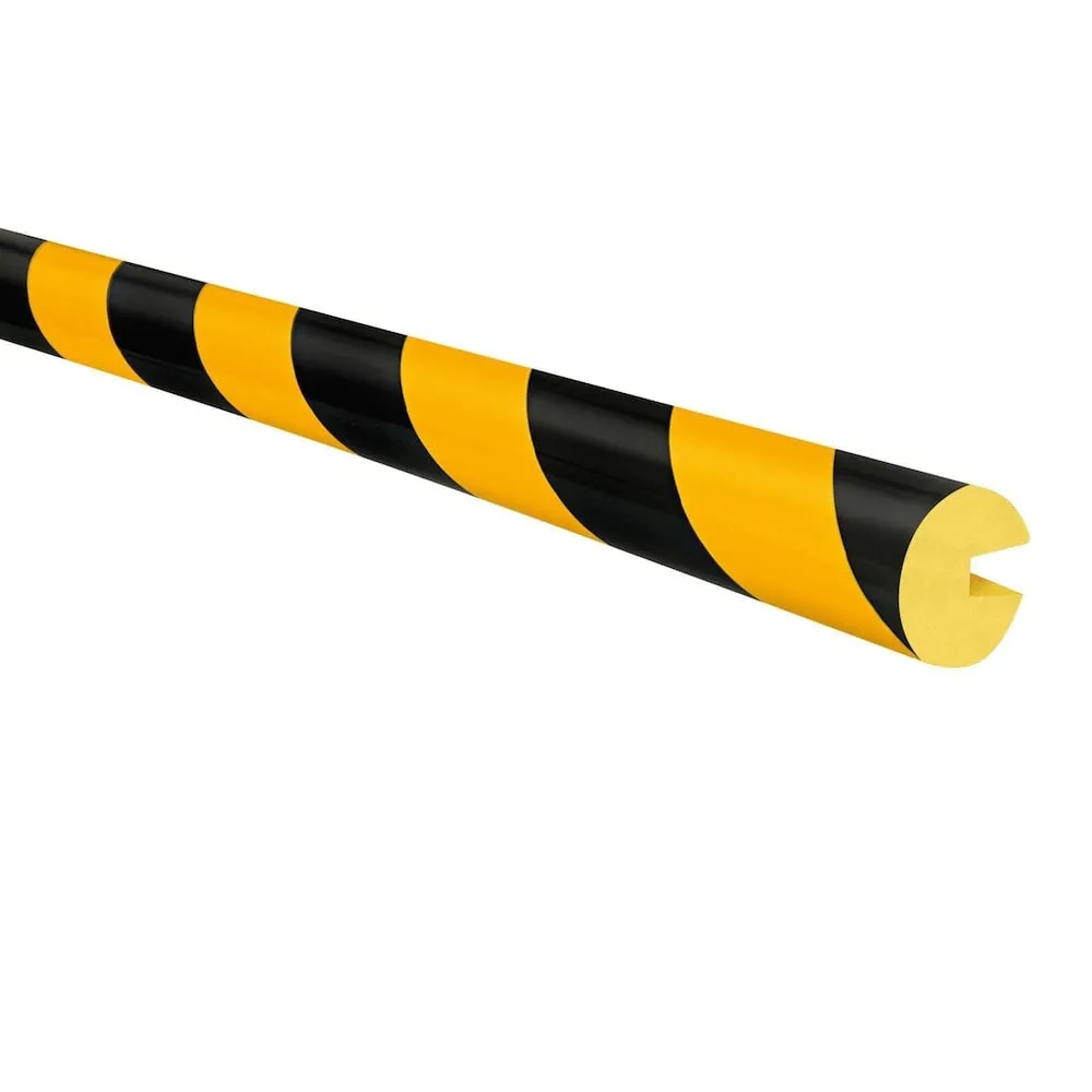 Prallschutz aus Polyurethanschaum | Profilschutz Kreisförmig zum Aufstecken | HxBxT 4x1003,6cm | HxT Nut 0,8x1,8cm | UV-, lösungsmittel- & temperaturbeständig | Schwarz-Gelb