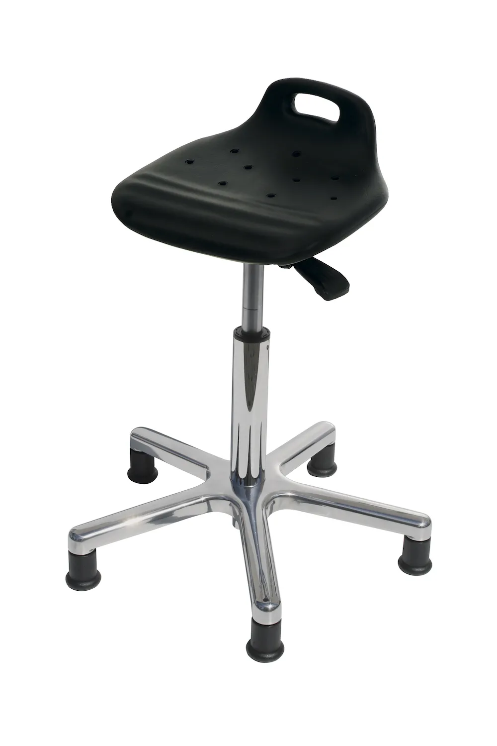 Stehhilfe Jacksonville | Sitzhöhe 53-78cm | Ø 61cm | Tragfähigkeit 110kg | Polyurethane-Sitz | Aluminium-Fußkreuz mit Gleiter | mit Tragegriff  | Schwarz