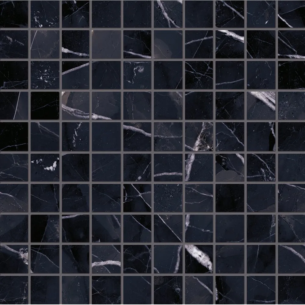 EMILCERAMICA TELE DI MARMO REVOLUTION MOSAIK 3X3 CALACATTA BLACK LAPPATO 30X30