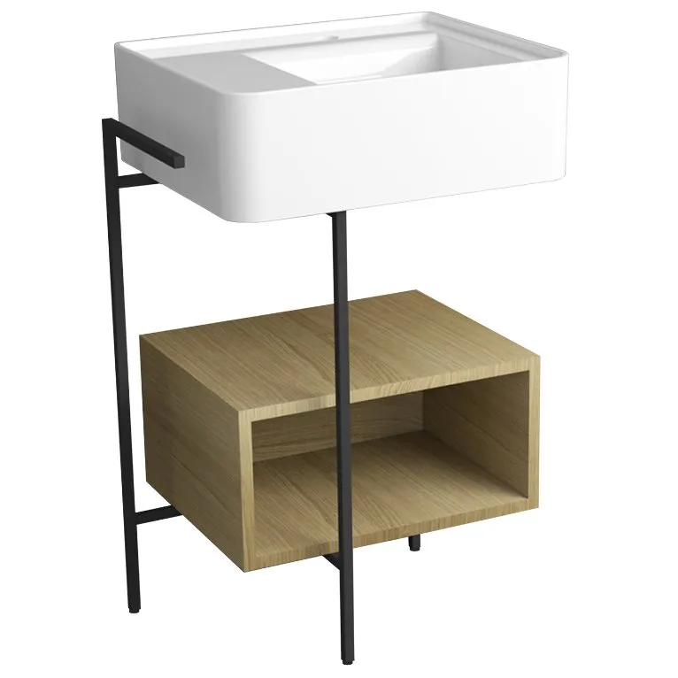 SIMAS RATIO STRUCTURE MIT WEISSEM EINLOCH-WASCHTISCH 55X46CM UND OFFENEM FACH